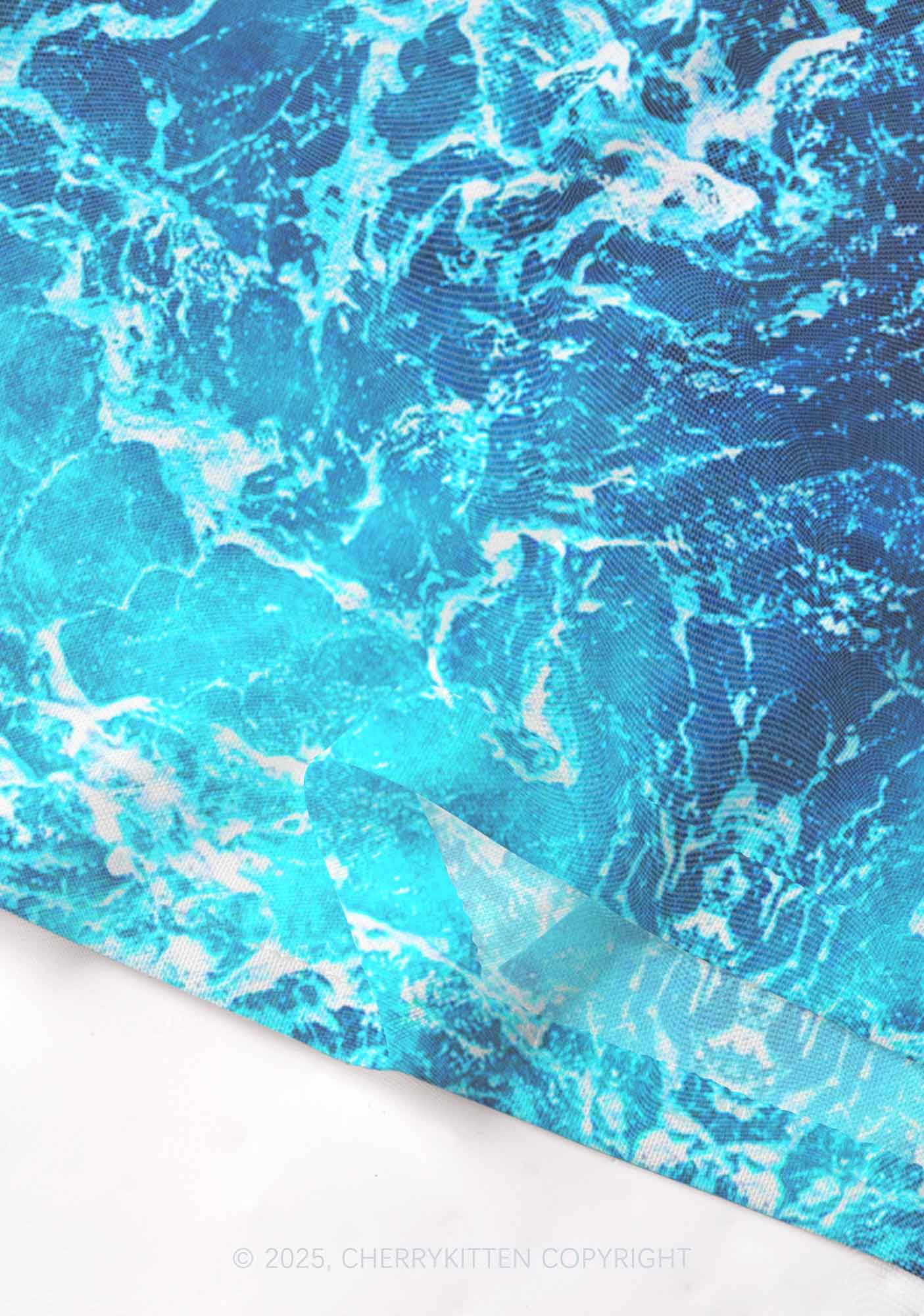 Ocean Wave Y2K Mesh Long Sleeve Crop Top Cherrykitten