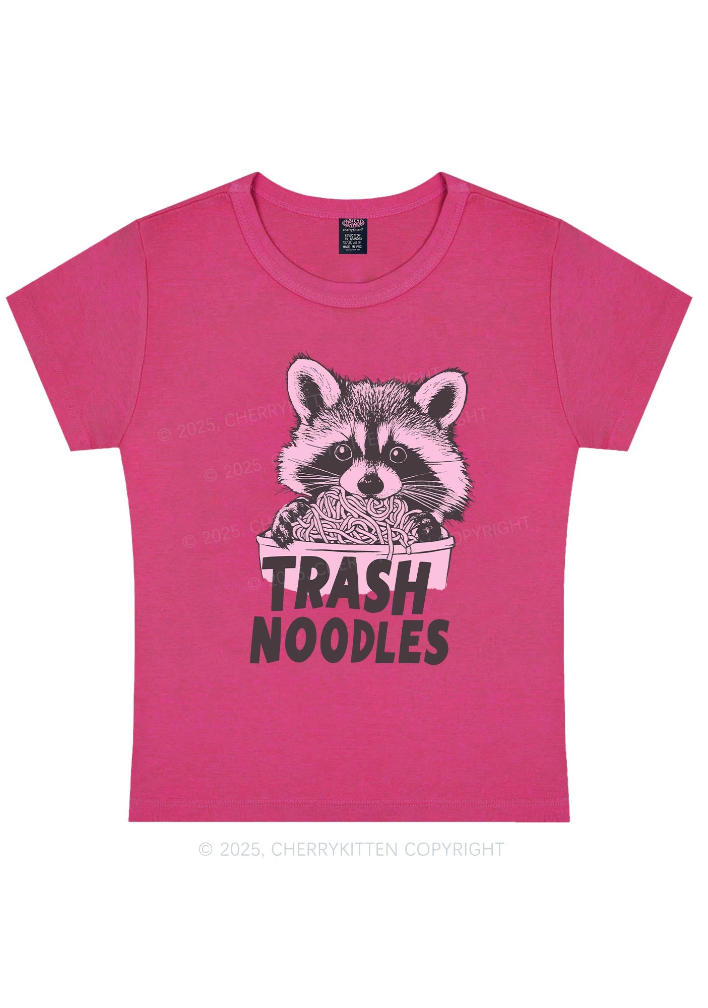 Curvy Raccoon Trash Noodles Y2K Baby Tee Cherrykitten