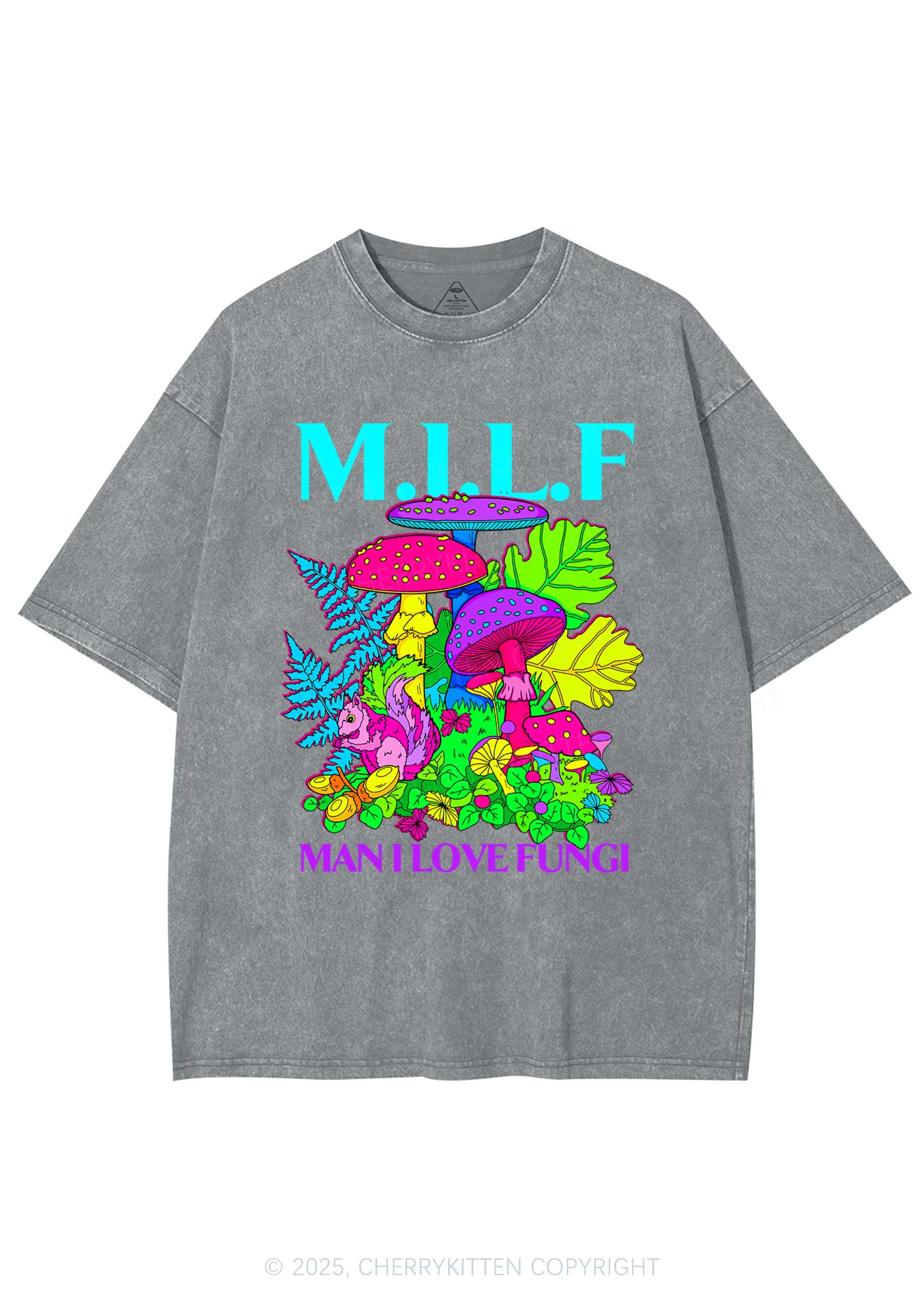 Man I Love Fungi Y2K Shirts Washed Tee Cherrykitten