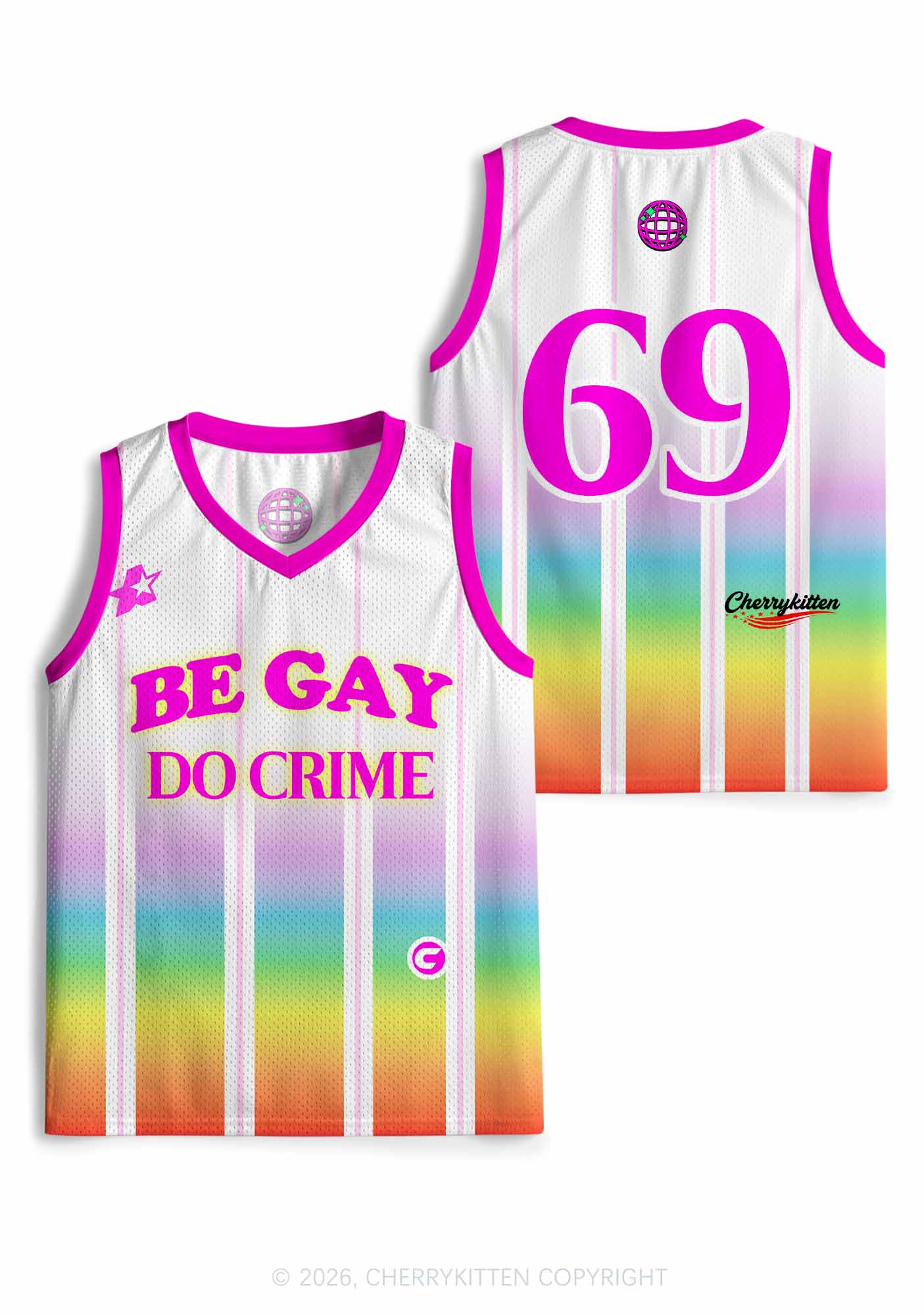 Be Gay Do Crime Rainbow Pride Y2K Sport Jersey Tank Cherrykitten