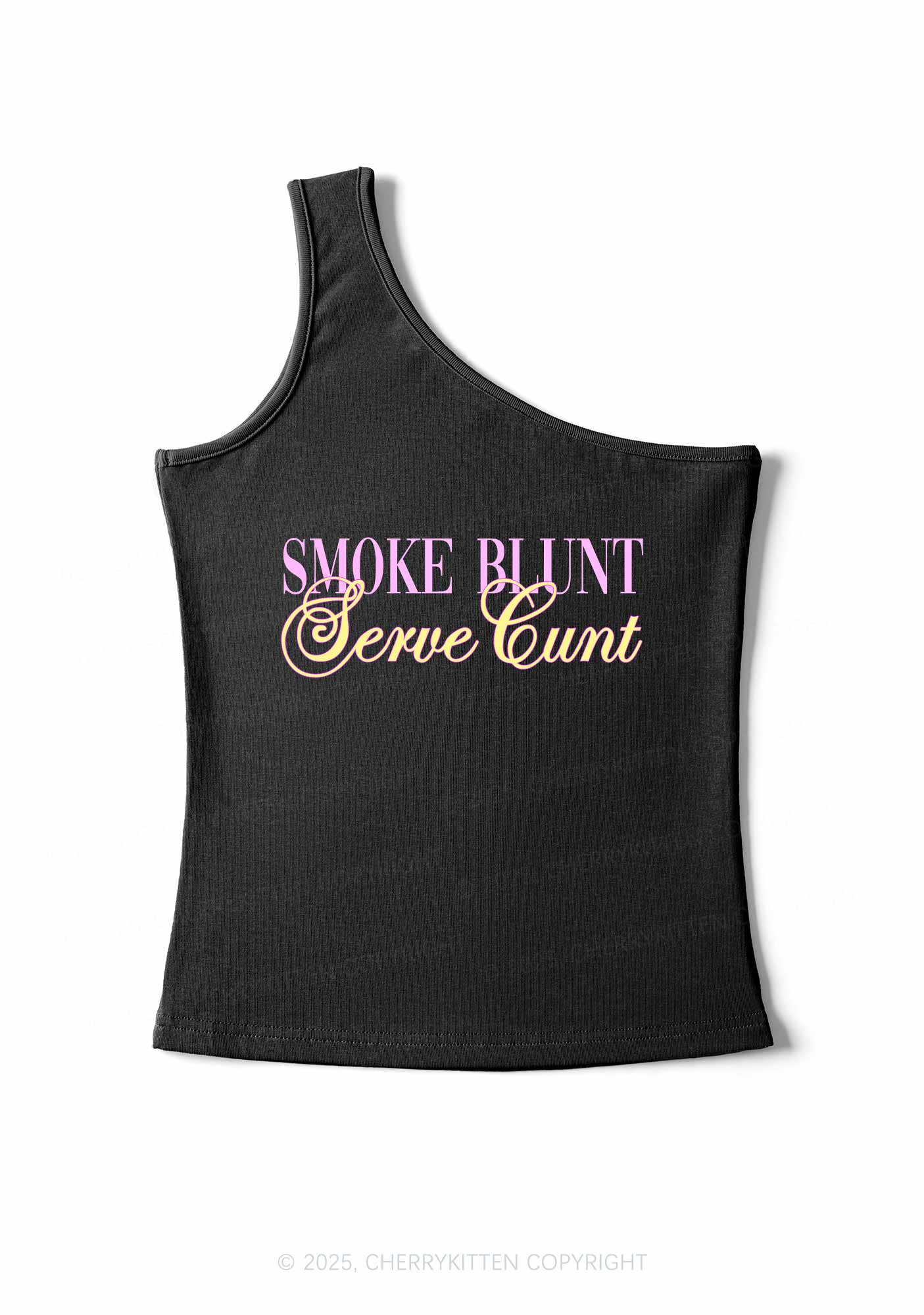 Smoke Blunt Y2K One Shoulder Tank Top Cherrykitten