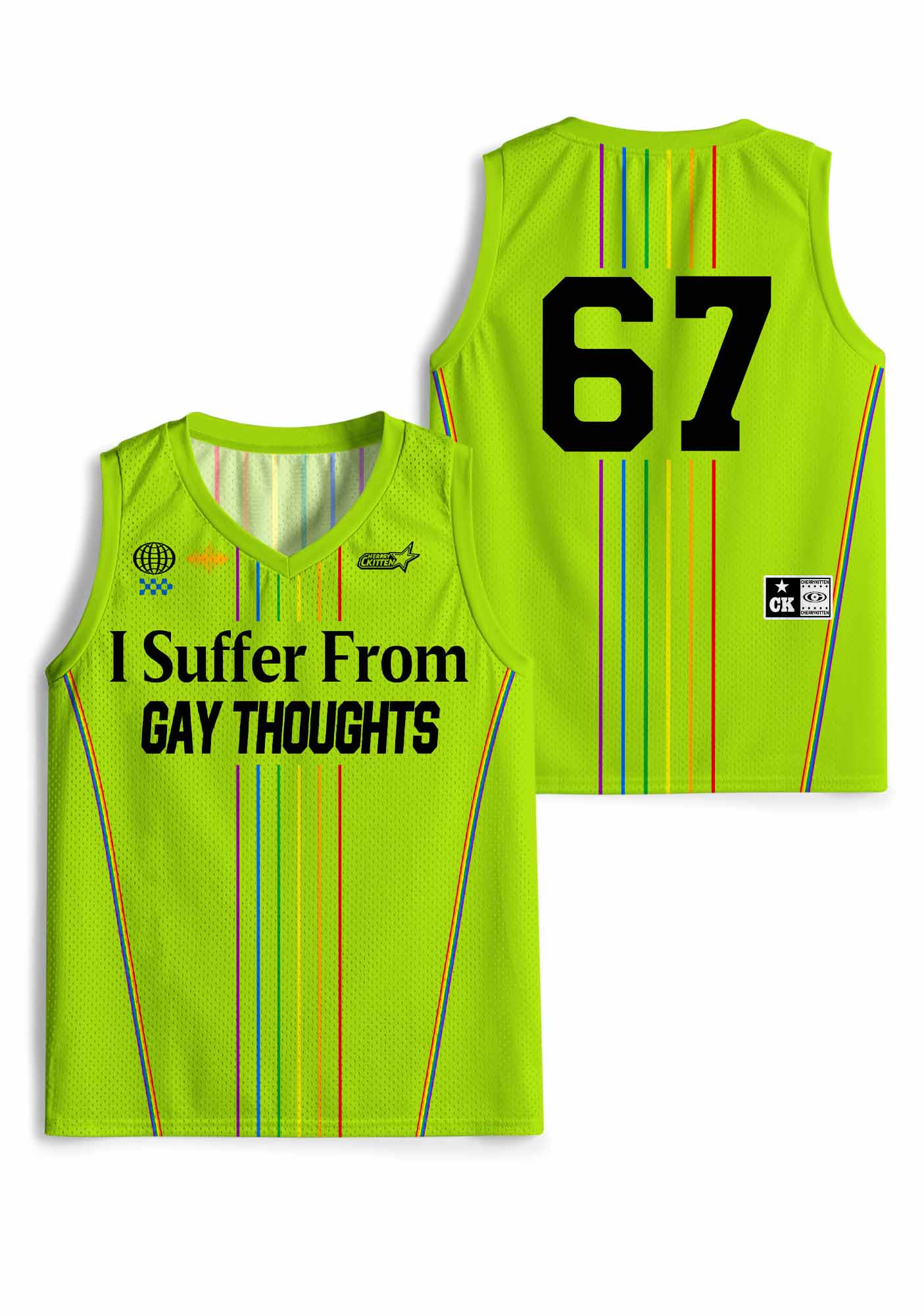 Green I Suffer From Gay Thoughts Pride Y2K Sport Jersey Tank Cherrykitten