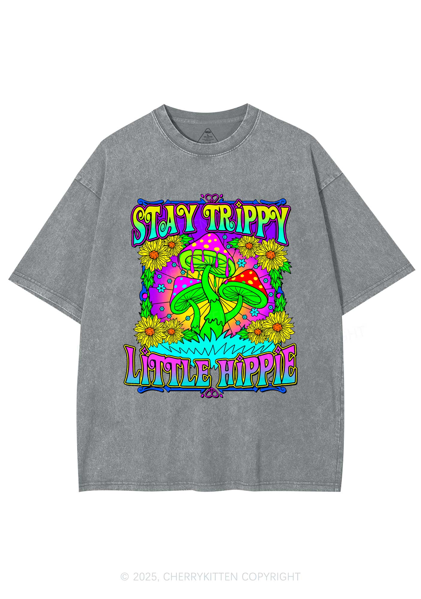 Stay Trippy Little Hippie Y2K Shirts Washed Tee Cherrykitten