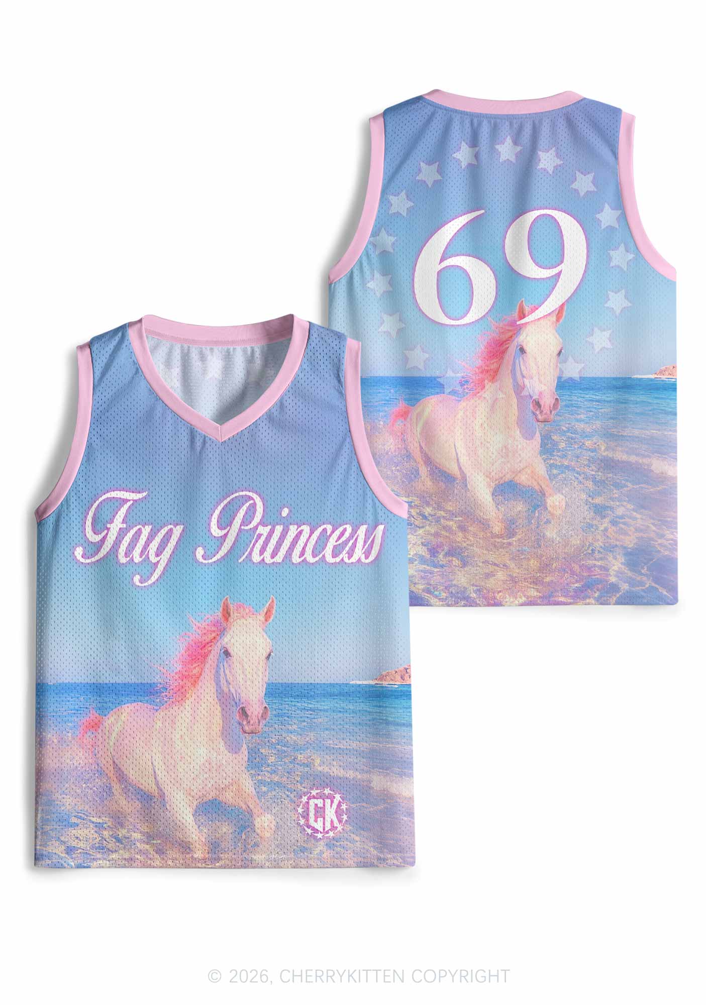 Blue Fag Princess Horse Pride Y2K Sport Jersey Tank Cherrykitten