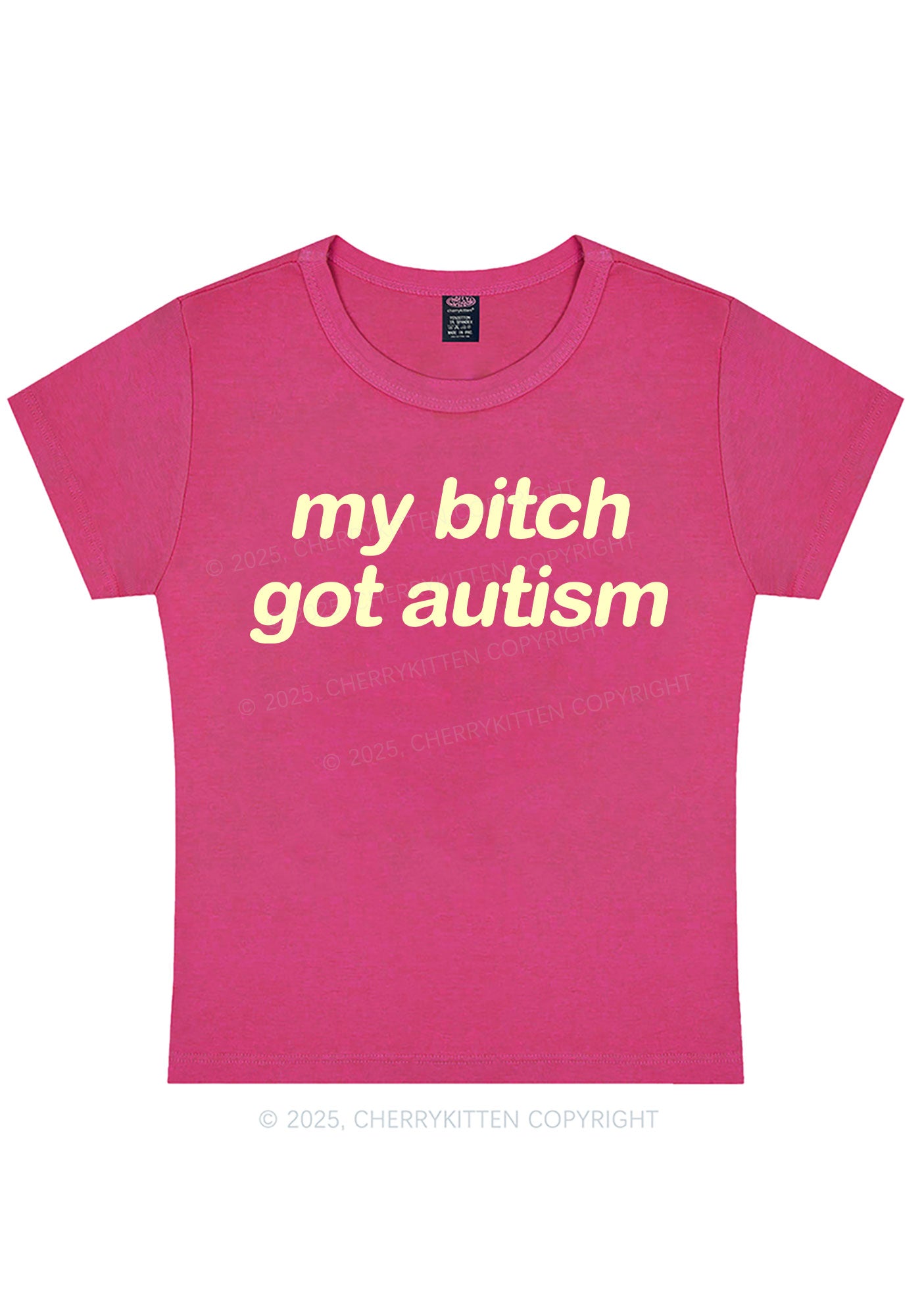 My Bxxch Got Autism Y2K Baby Tee Cherrykitten