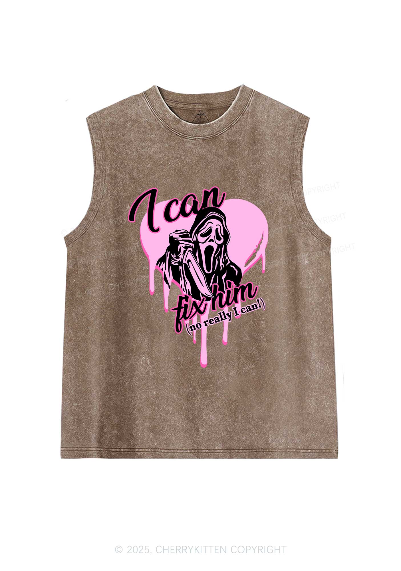 Halloween Ghost Fix Him Y2K Washed Muscle Tank Cherrykitten