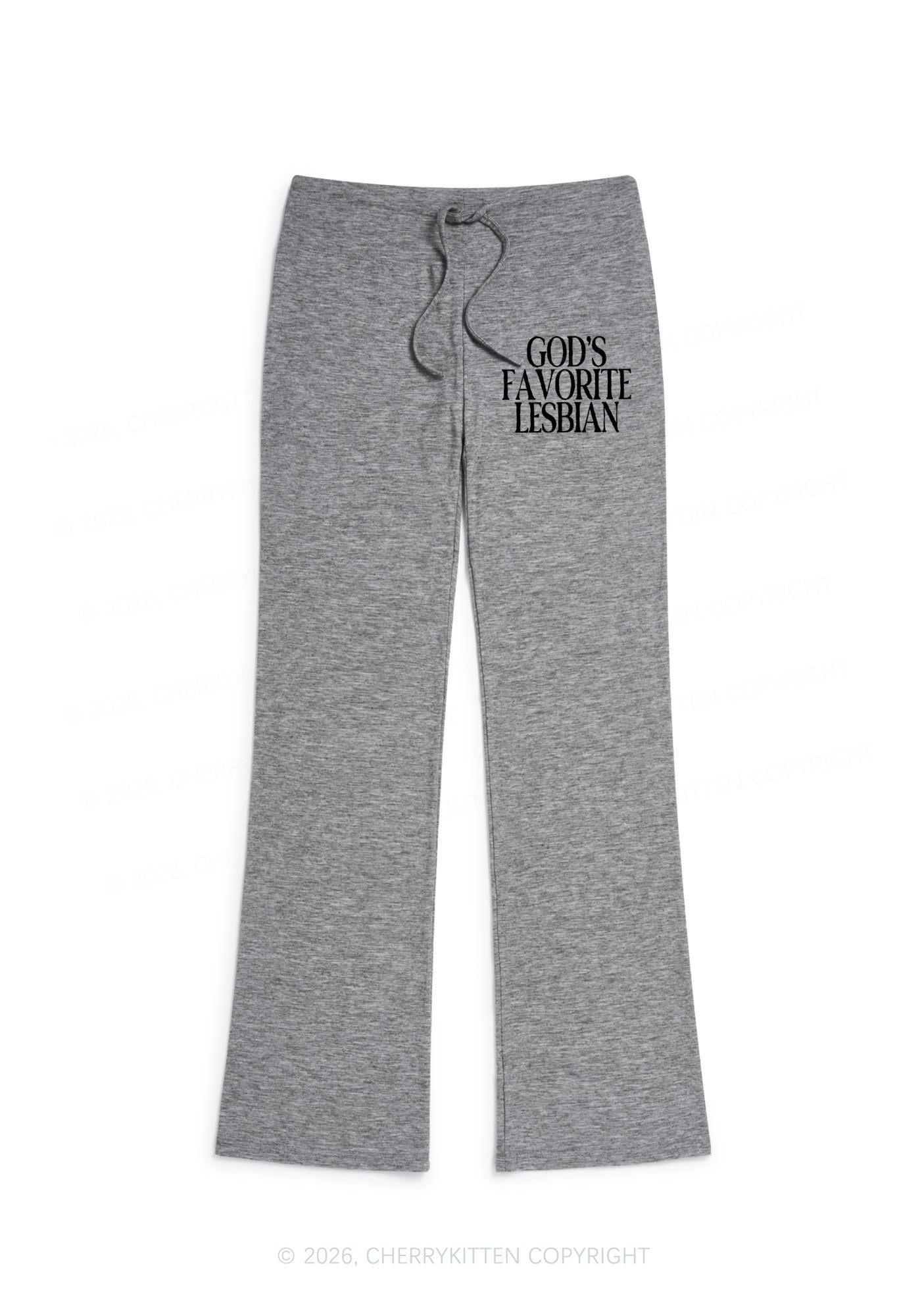 Gods Favorite Lesbian Pride Y2K Low Rise Drawstring Flare Pants Cherrykitten