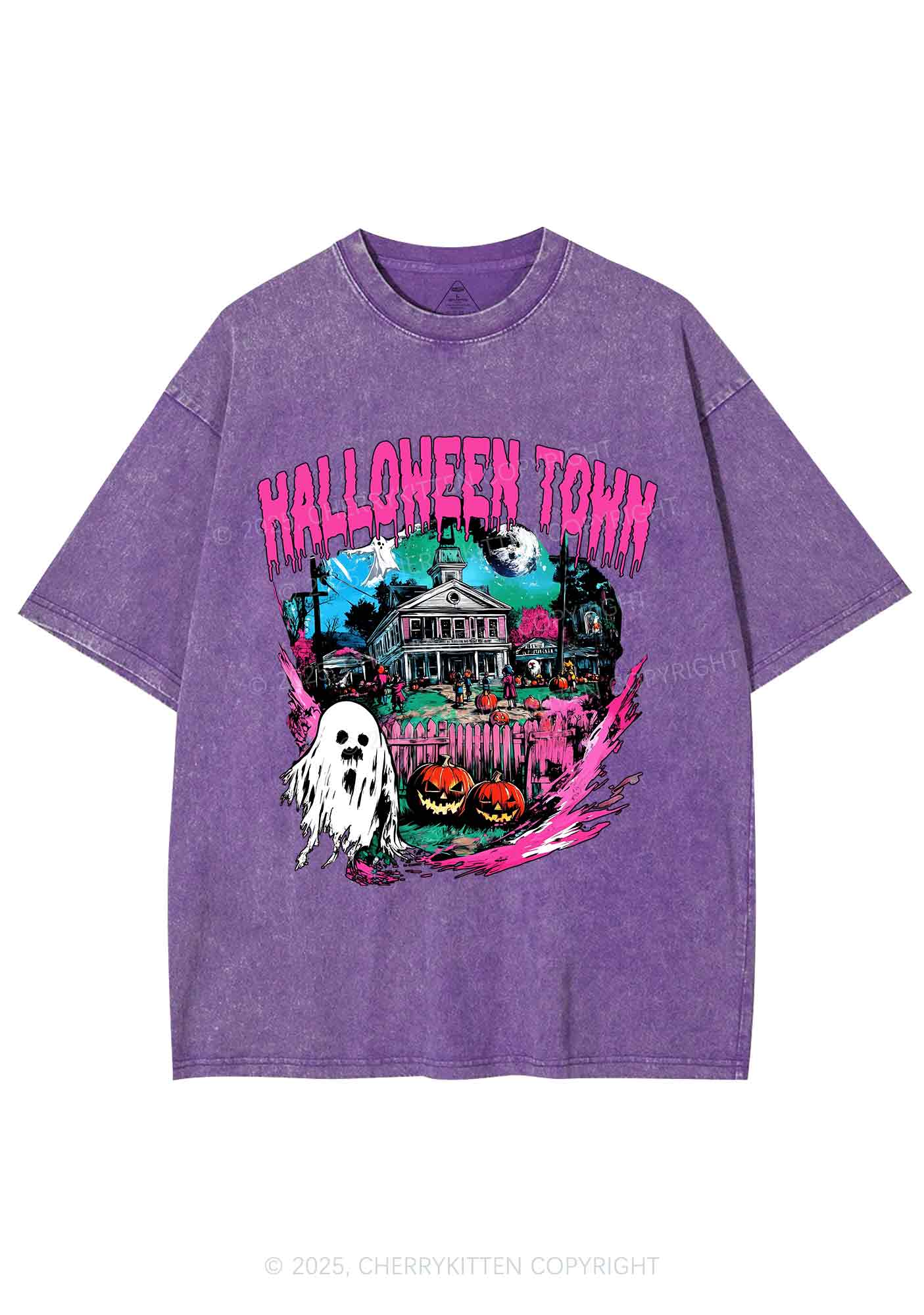 Halloween Ghost Town Y2K Shirts Washed Tee Cherrykitten