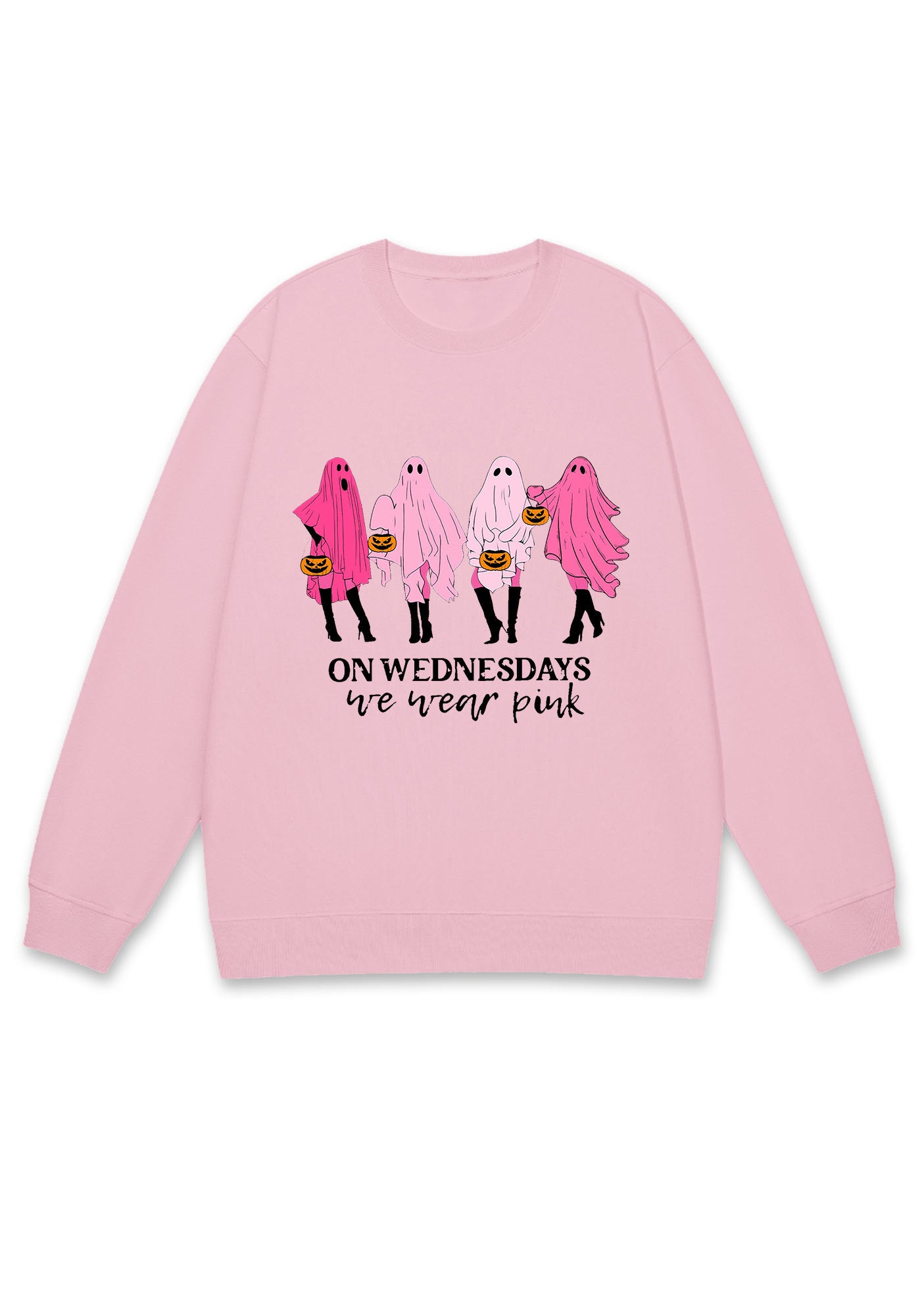 On Wednesday We Wear Pink Ghost Halloween Y2K Sweatshirt Cherrykitten