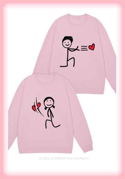 Conveying Love Heart Y2K Valentine's Day Sweatshirt Cherrykitten