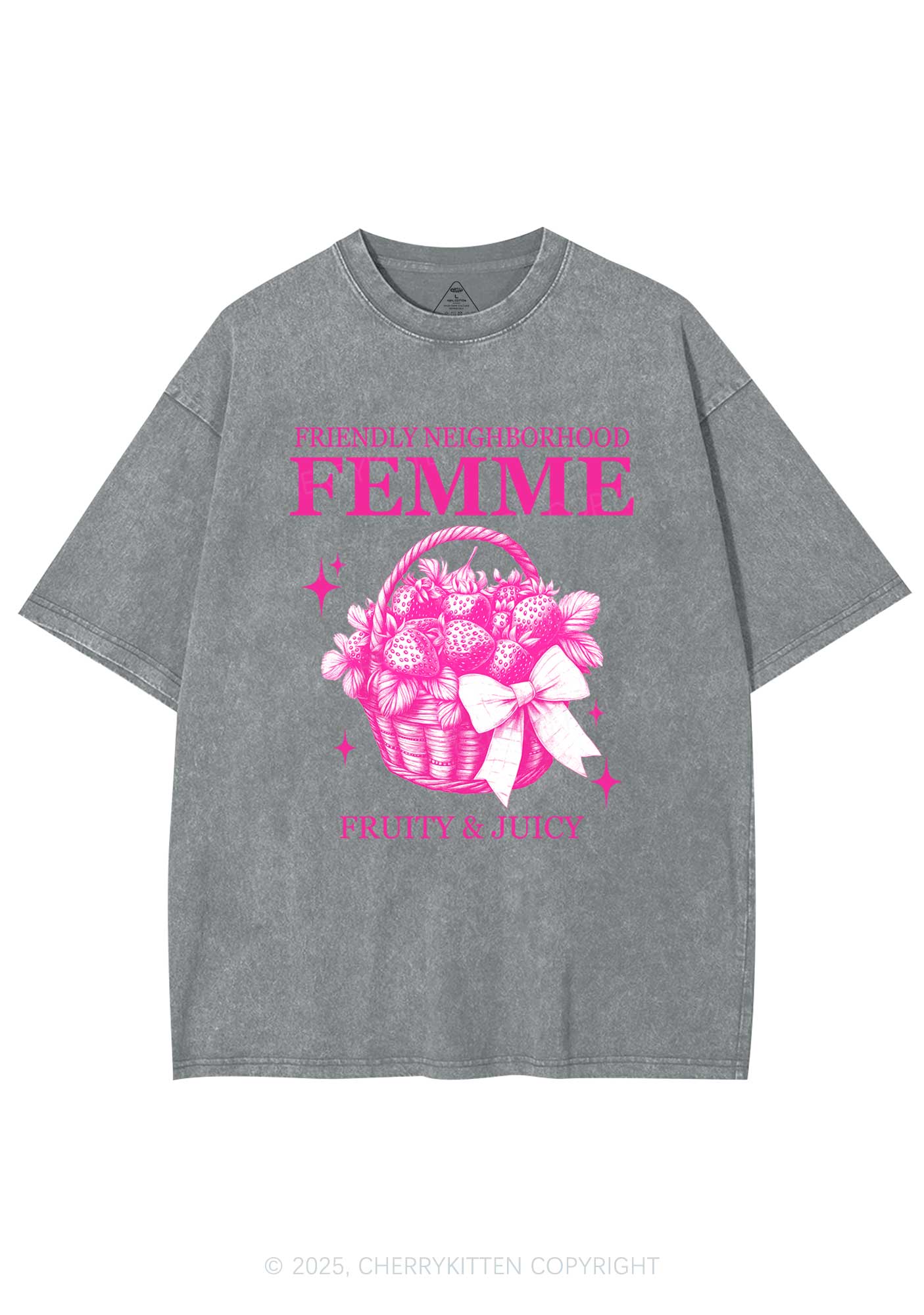 Friendly Neighborhood Femme Y2K Shirts Washed Tee Cherrykitten