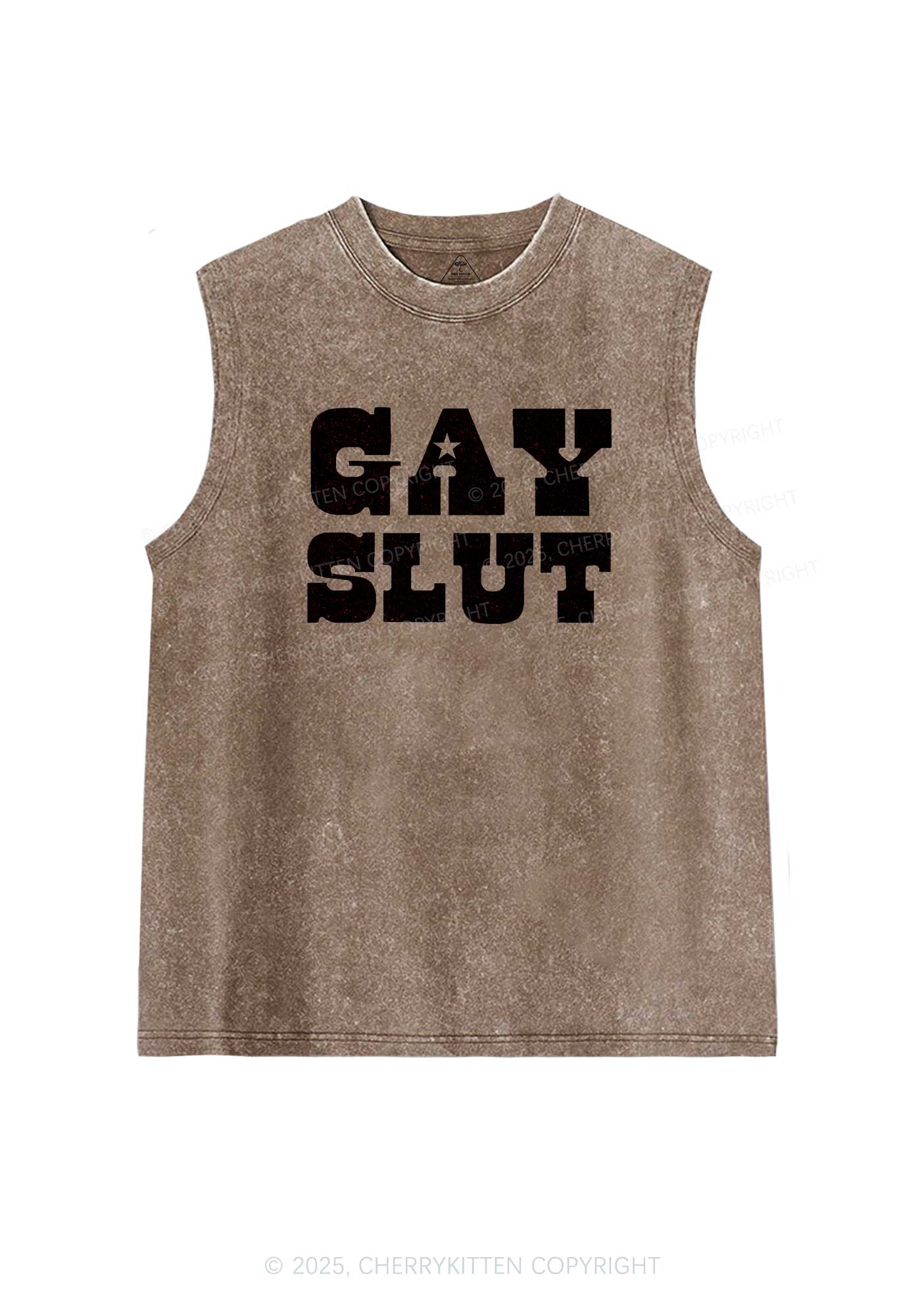 Gay Slxt Pride Y2K Washed Muscle Tank Cherrykitten
