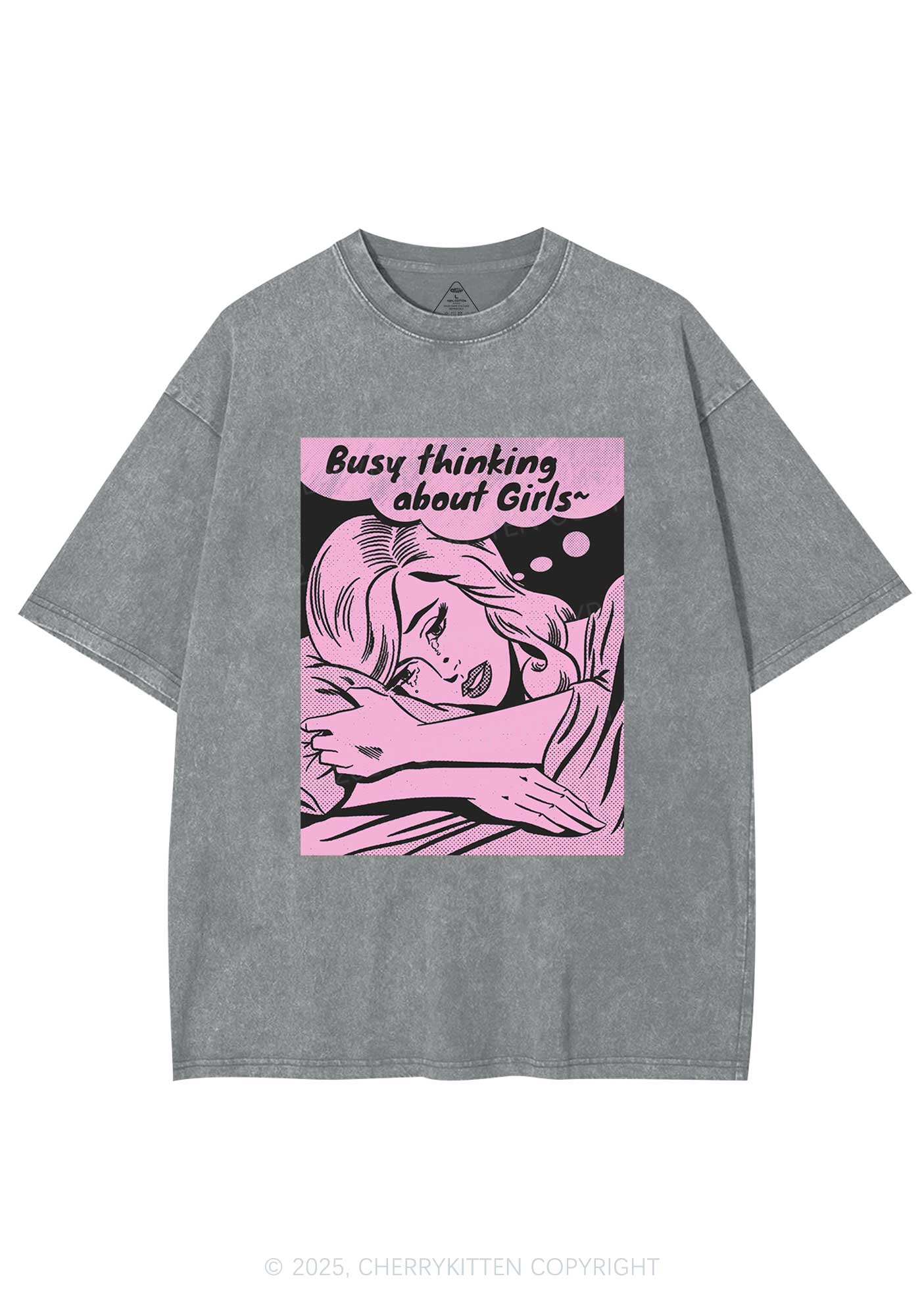 Busy Thinking About Girls Y2K Shirts Washed Tee Cherrykitten