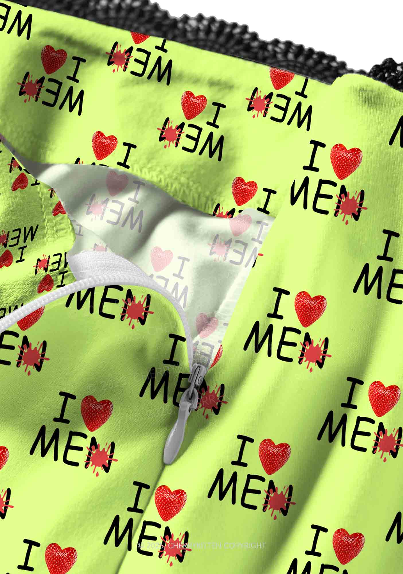 Love Me Not Men Green Valentine's Day Y2K Print Midi Skirt Cherrykitten
