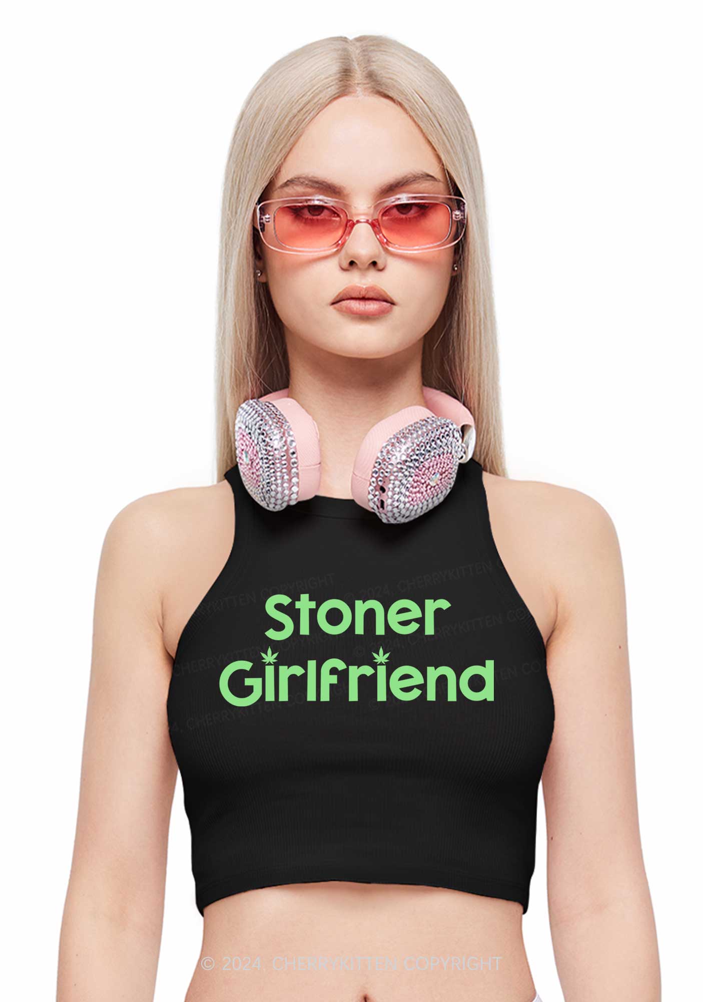 Stoner Girlfriend Y2K Crop Tank Top Cherrykitten