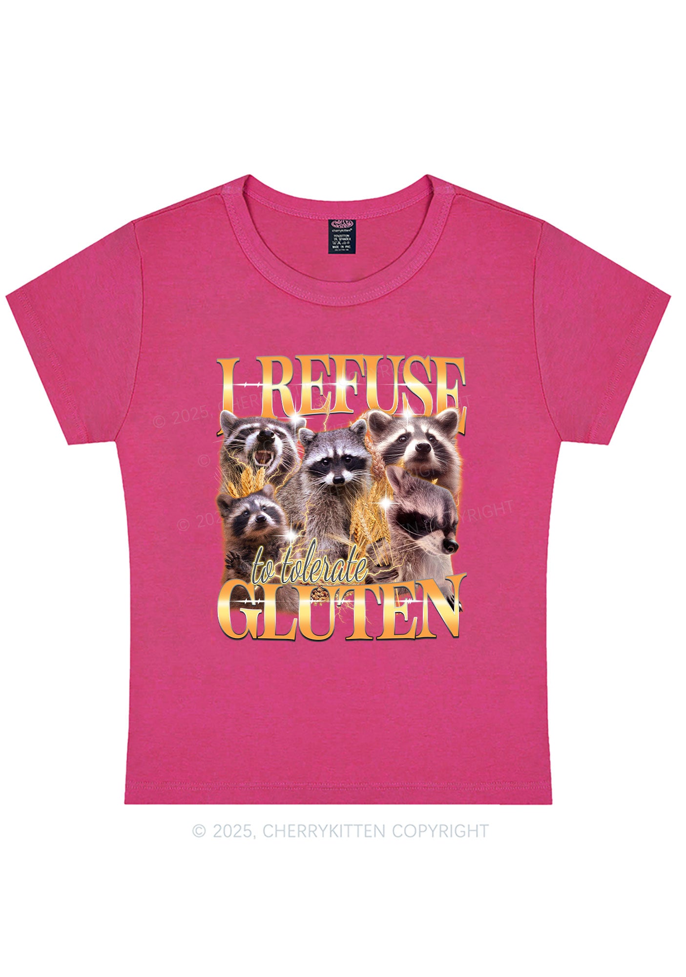 Raccoons Refuse Tolerate Gluten Y2K Baby Tee Cherrykitten