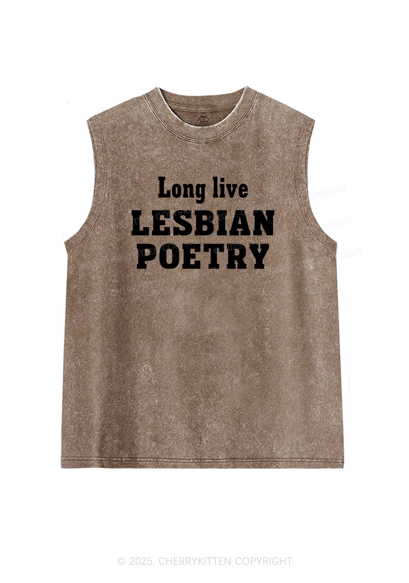 Lesbian Poetry Pride Y2K Washed Muscle Tank Cherrykitten