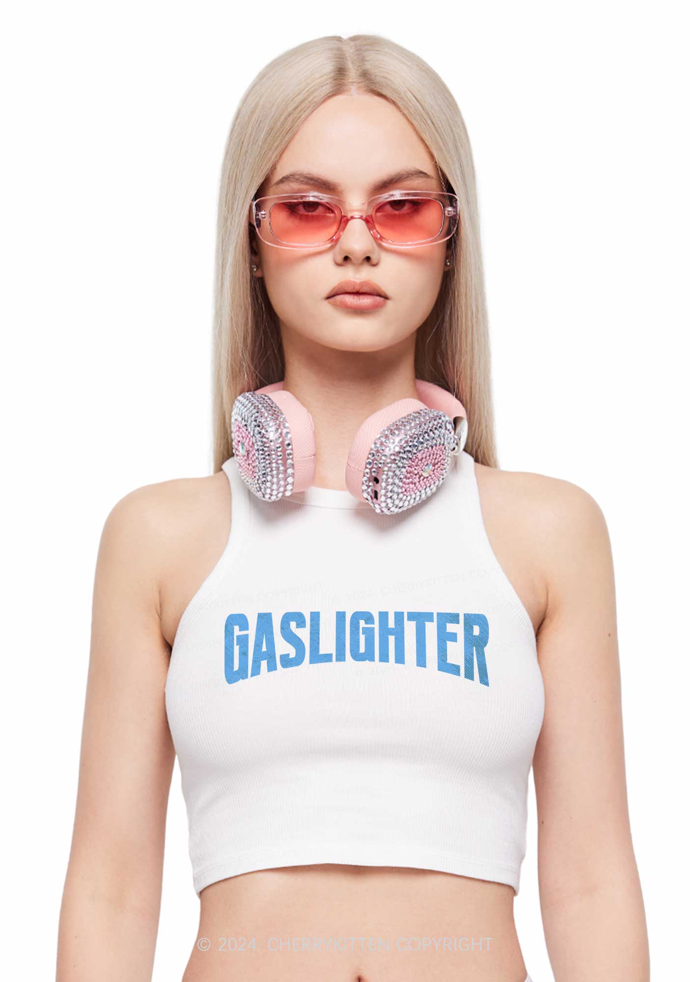 Gaslighter Y2K Crop Tank Top Cherrykitten
