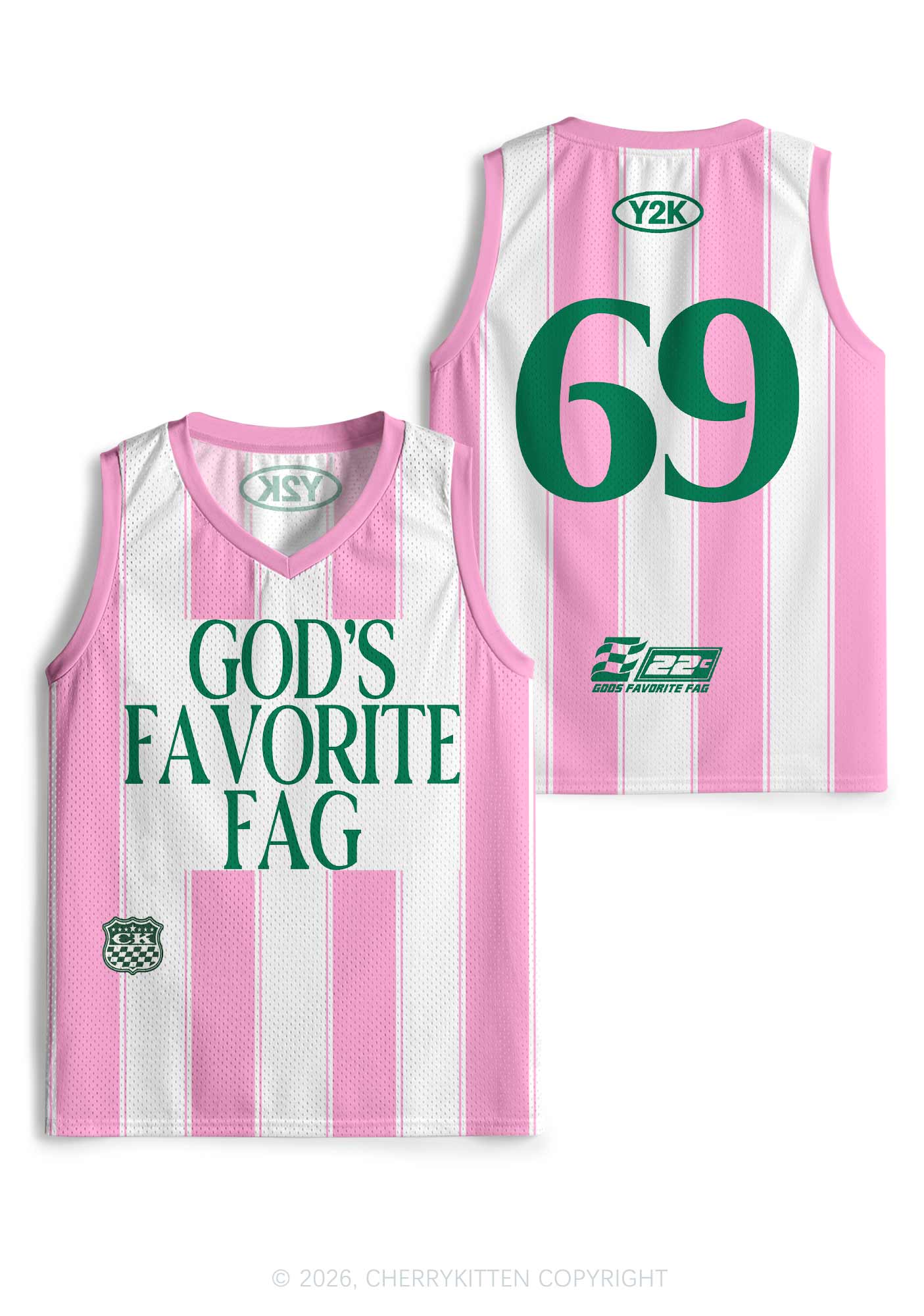Deep Green Gods Favorite Fag Pride Y2K Sport Jersey Tank Cherrykitten