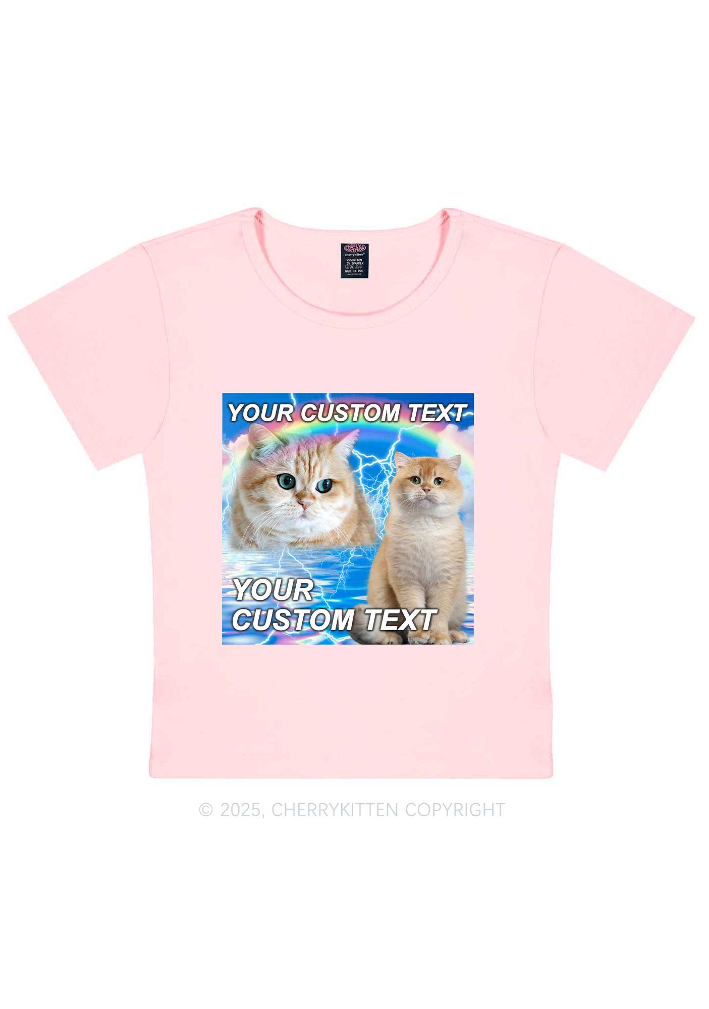 Custom Text Your Kitten Y2K Baby Tee Cherrykitten