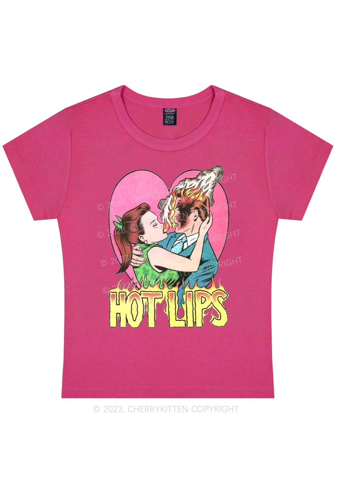 Curvy Hot Lips Y2K Baby Tee Cherrykitten