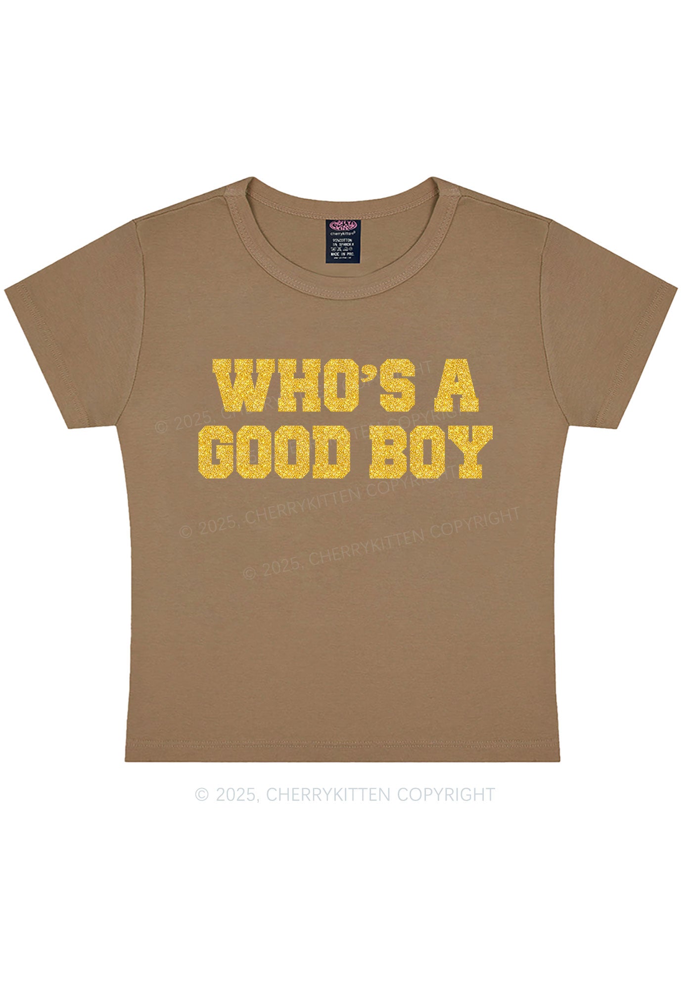 Glitter Whos A Good Boy Y2K Baby Tee Cherrykitten
