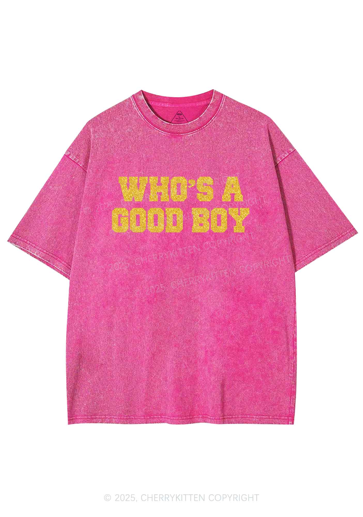 Glitter Whos A Good Boy Y2K Shirts Washed Tee Cherrykitten