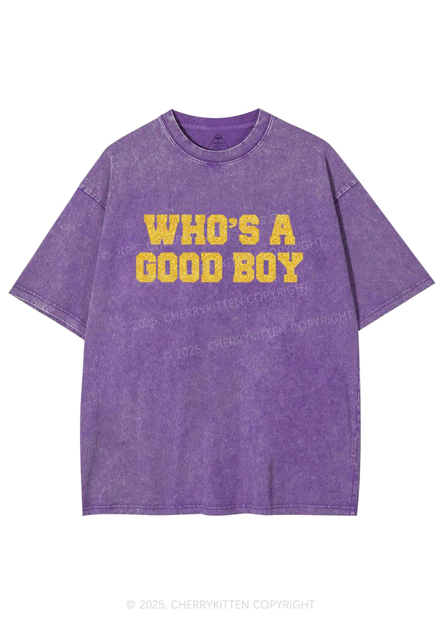 Glitter Whos A Good Boy Y2K Shirts Washed Tee Cherrykitten