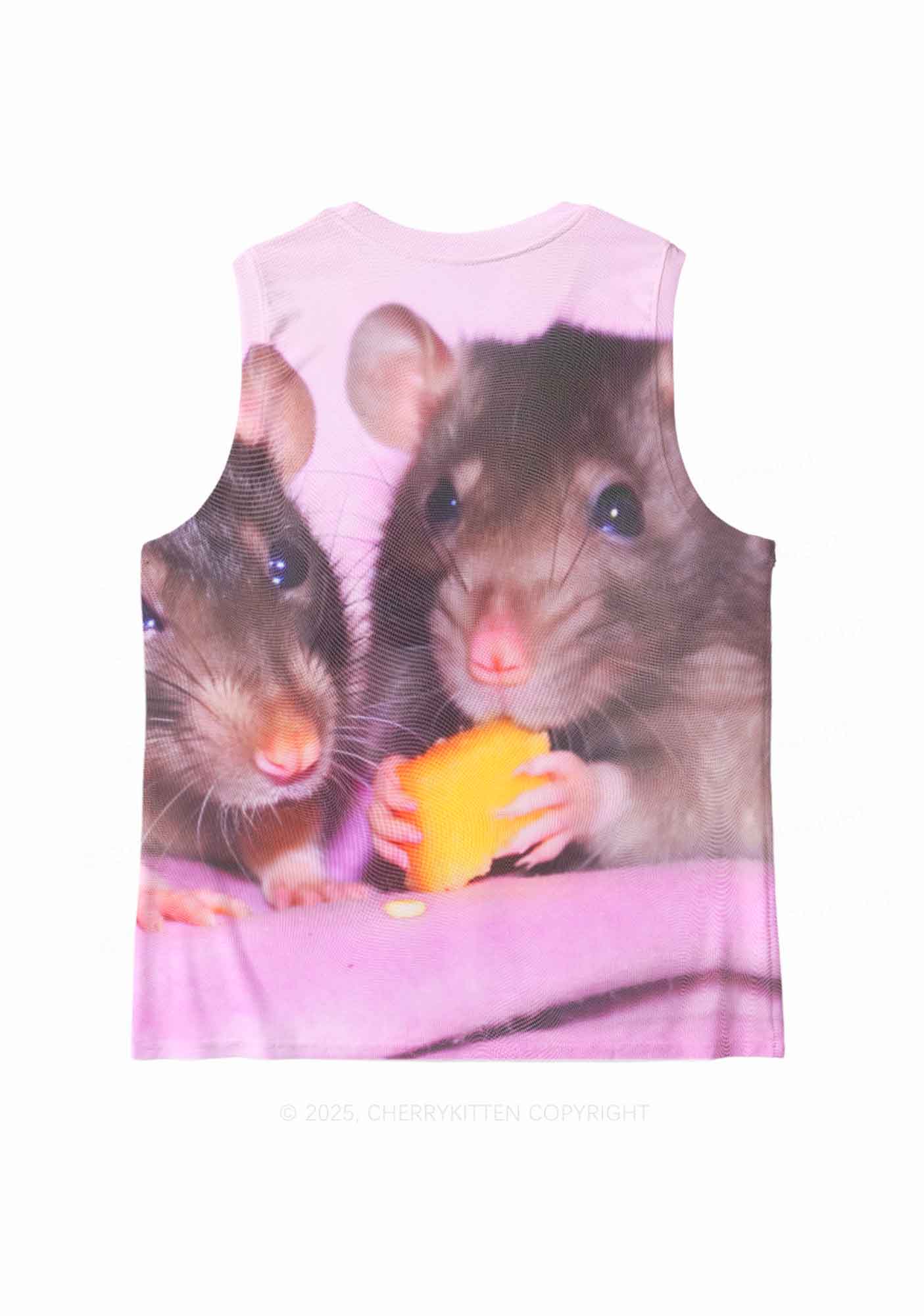 Cheese Rat Y2K Mesh Muscle Tank Cherrykitten