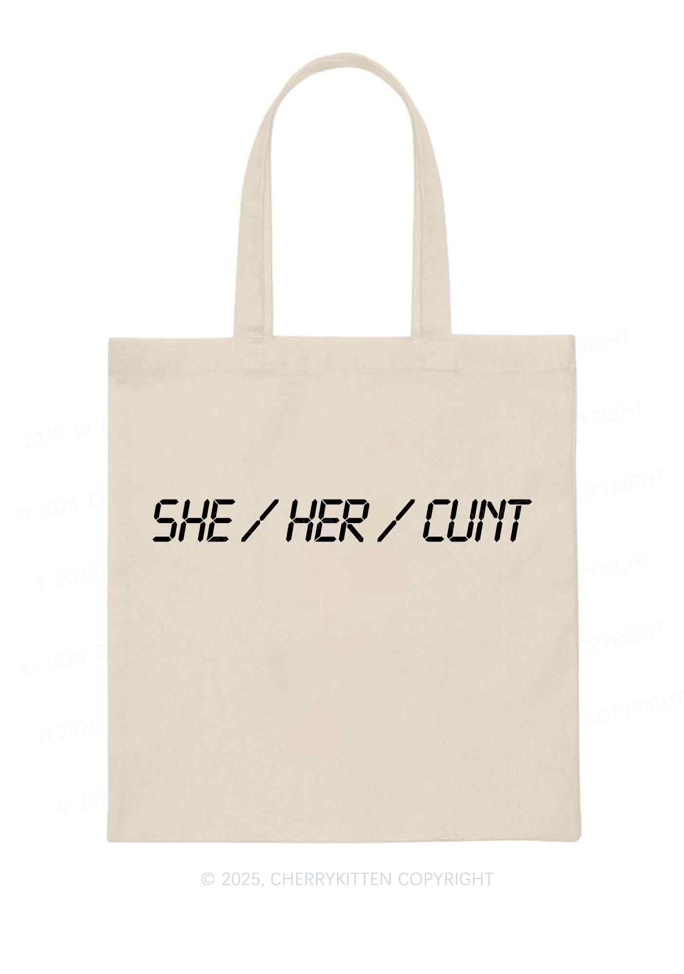 She Her Cxxt Y2K Canvas Tote Bag Cherrykitten
