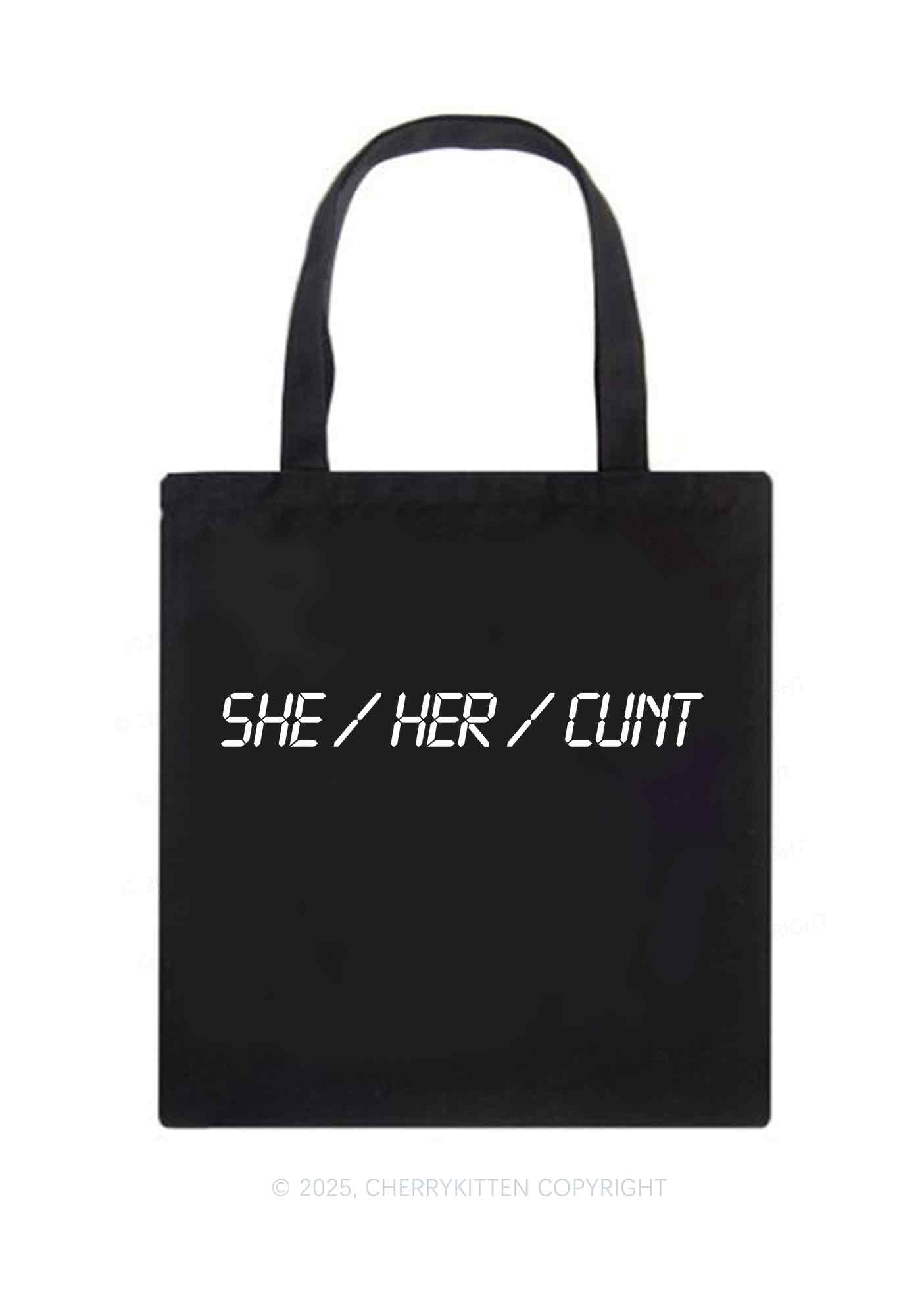 She Her Cxxt Y2K Canvas Tote Bag Cherrykitten