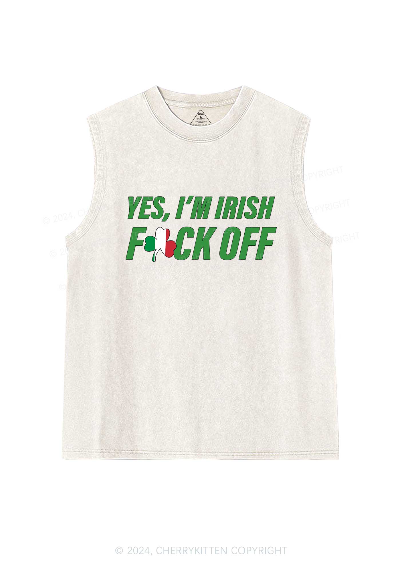 Yes Im Irish St Patricks Y2K Washed Tank Cherrykitten
