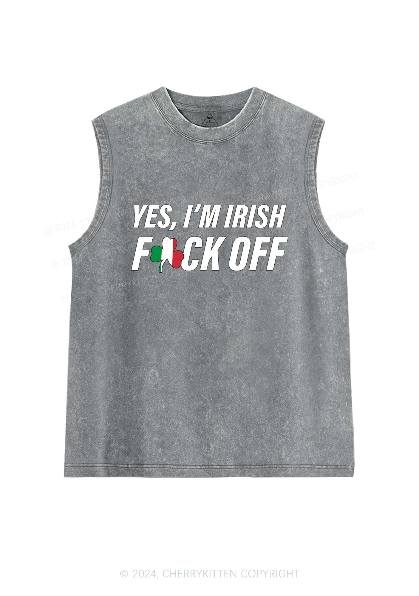 Yes Im Irish St Patricks Y2K Washed Tank Cherrykitten
