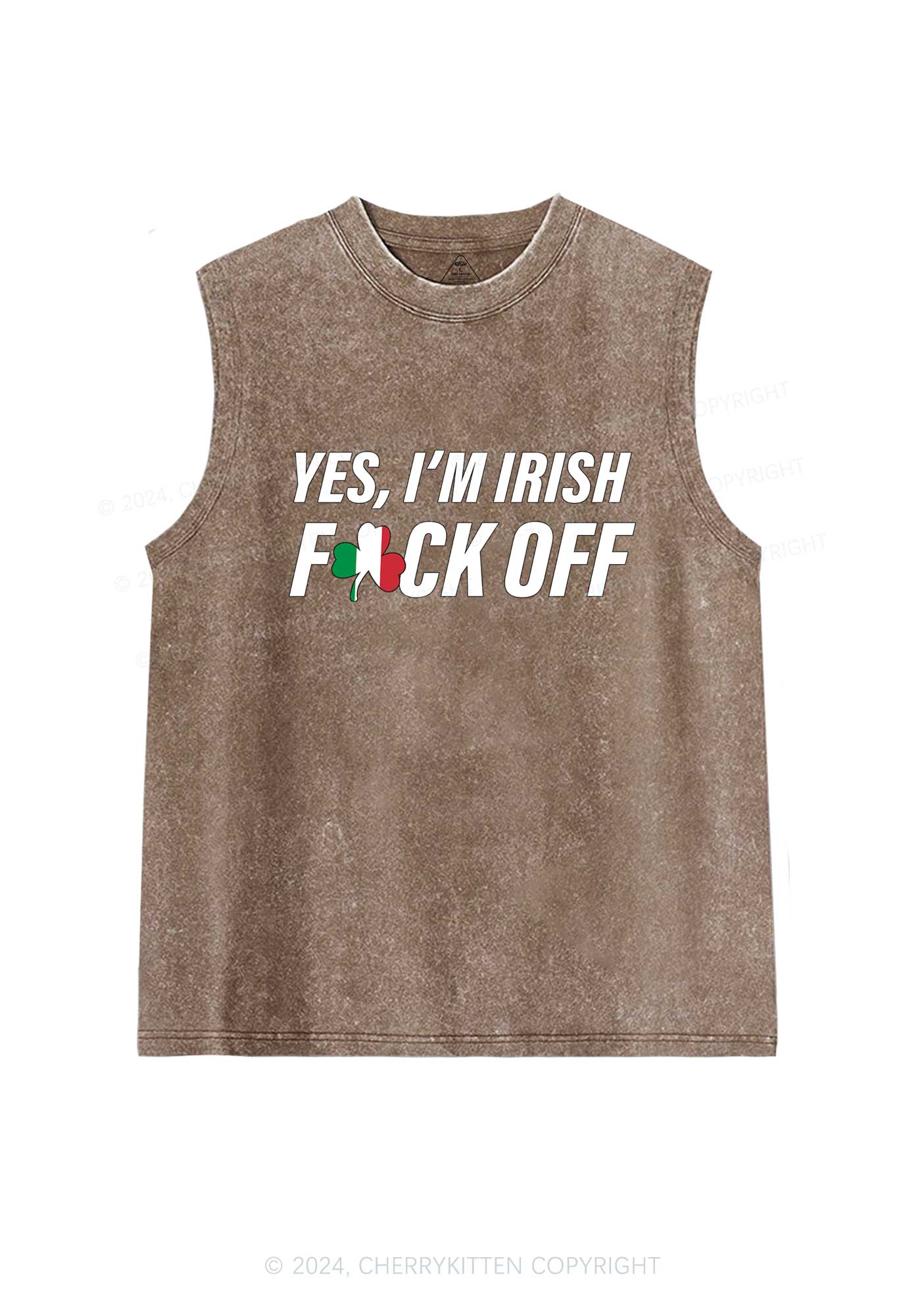 Yes Im Irish St Patricks Y2K Washed Tank Cherrykitten
