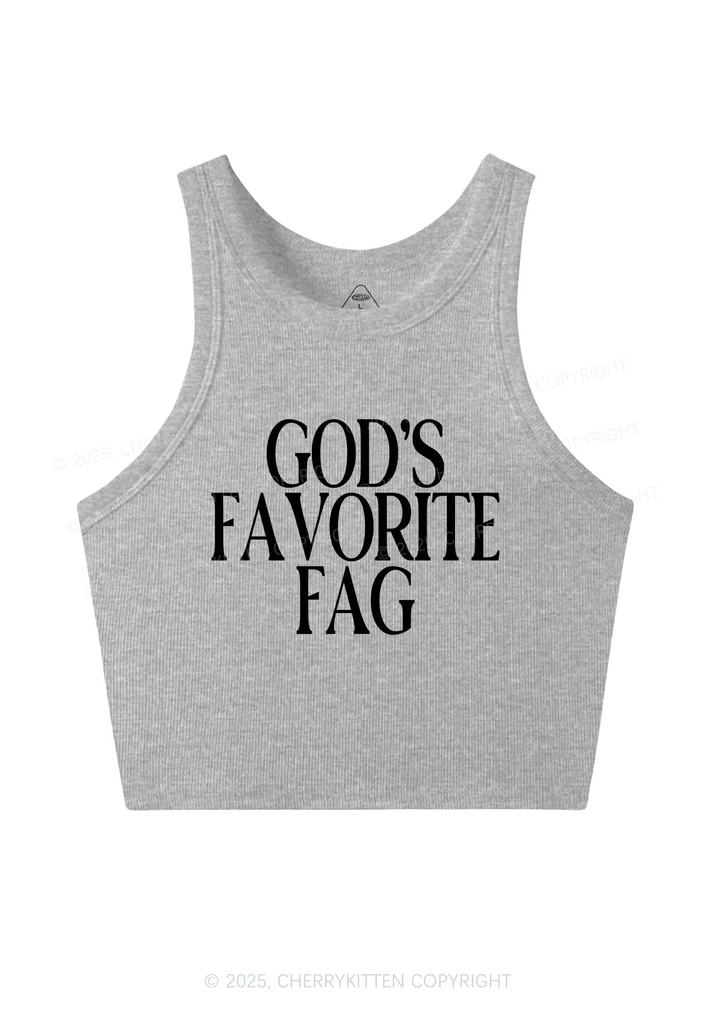 Gods Favorite Fag Pride Y2K Crop Tank Top Cherrykitten