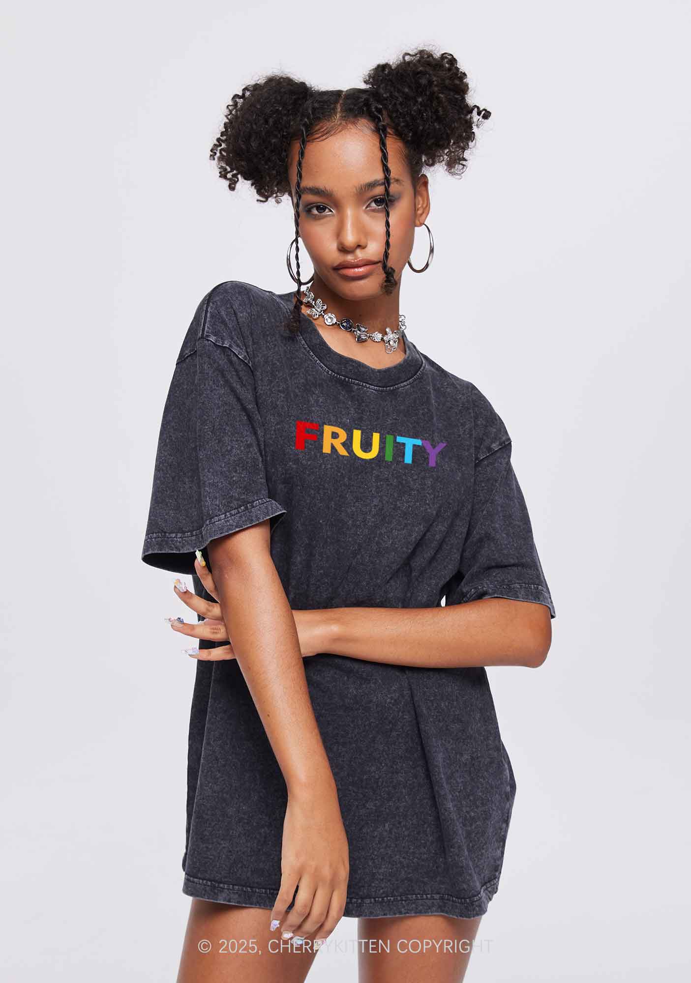 Fruity Two Sides Pride Y2K Shirts Washed Tee Cherrykitten