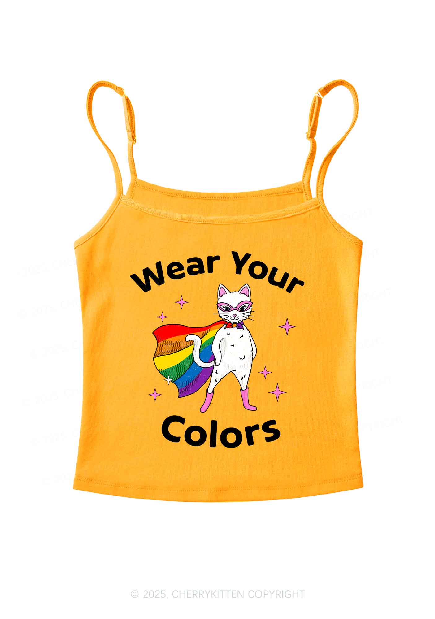 Pride Flag Cat Y2K Spaghetti Strap Cami Cherrykitten