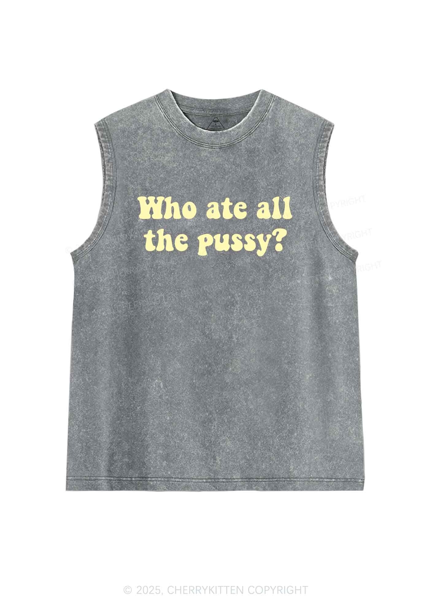 Who Ate All Puxxy Y2K Washed Muscle Tank Cherrykitten