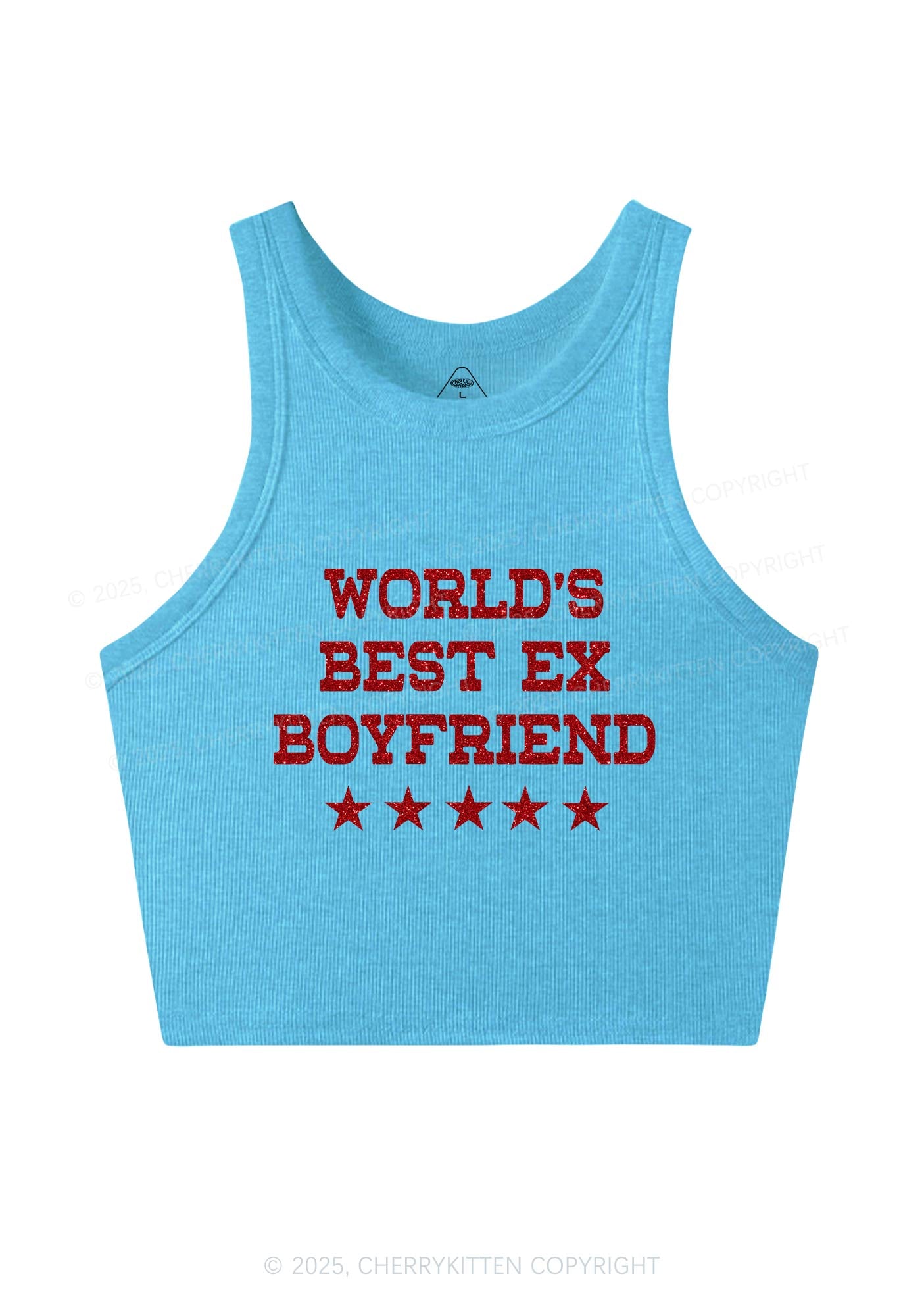 Glitter Best Ex Boyfriend Y2K Crop Tank Top Cherrykitten