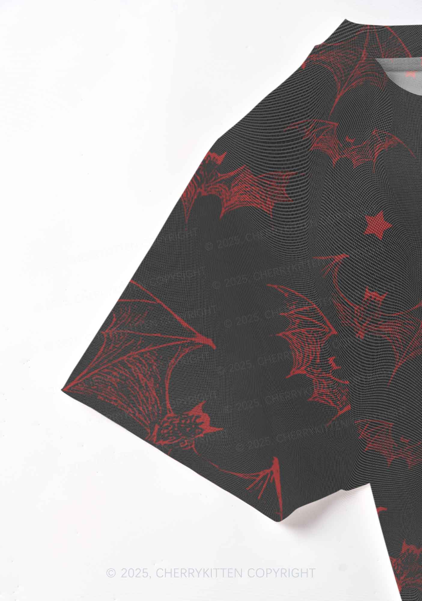 Bat And Star Y2K Mesh Crop Top Cherrykitten