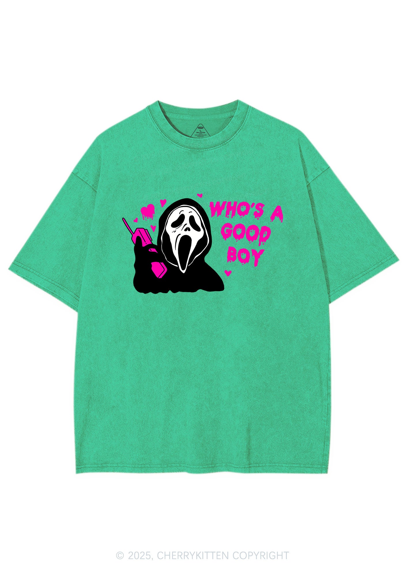 Halloween Whos Good Boy Y2K Washed Tee Cherrykitten