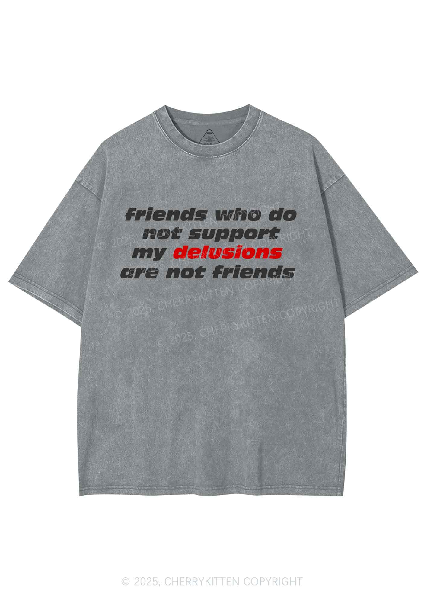 Friends Support My Delusions Y2K Shirts Washed Tee Cherrykitten