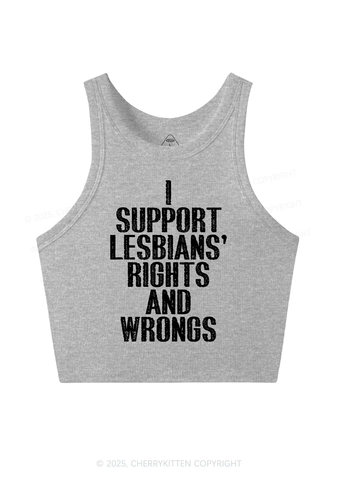 Support Lesbians Rights Pride Y2K Crop Tank Top Cherrykitten