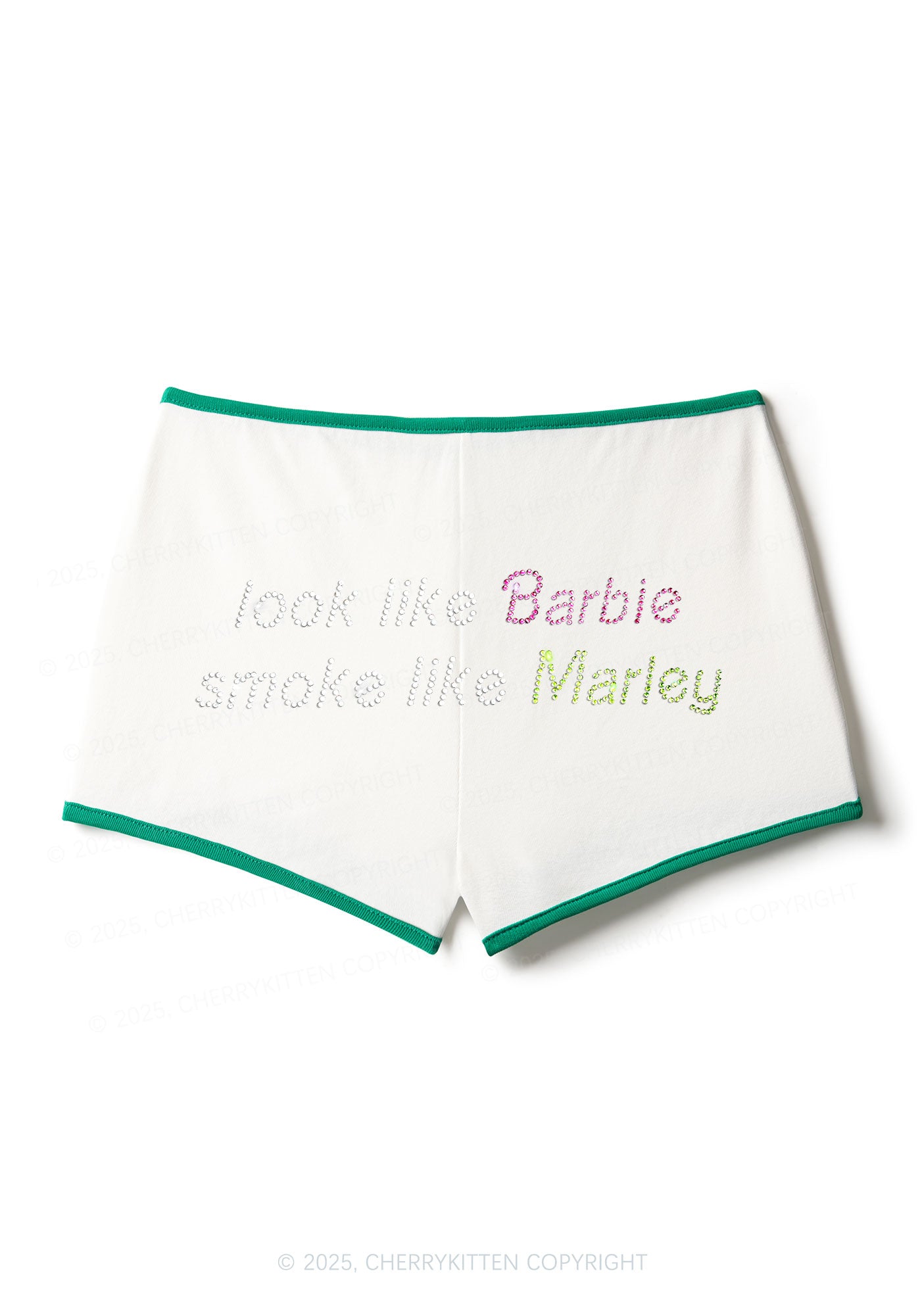 Rhinestone Smoke Like Marley Y2K Booty Shorts Cherrykitten