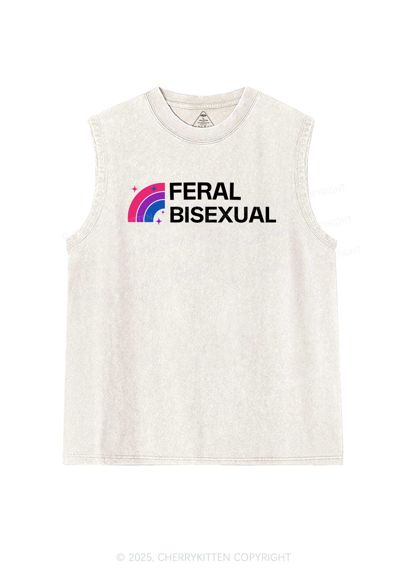 Feral Bisexual Pride Y2K Washed Muscle Tank Cherrykitten