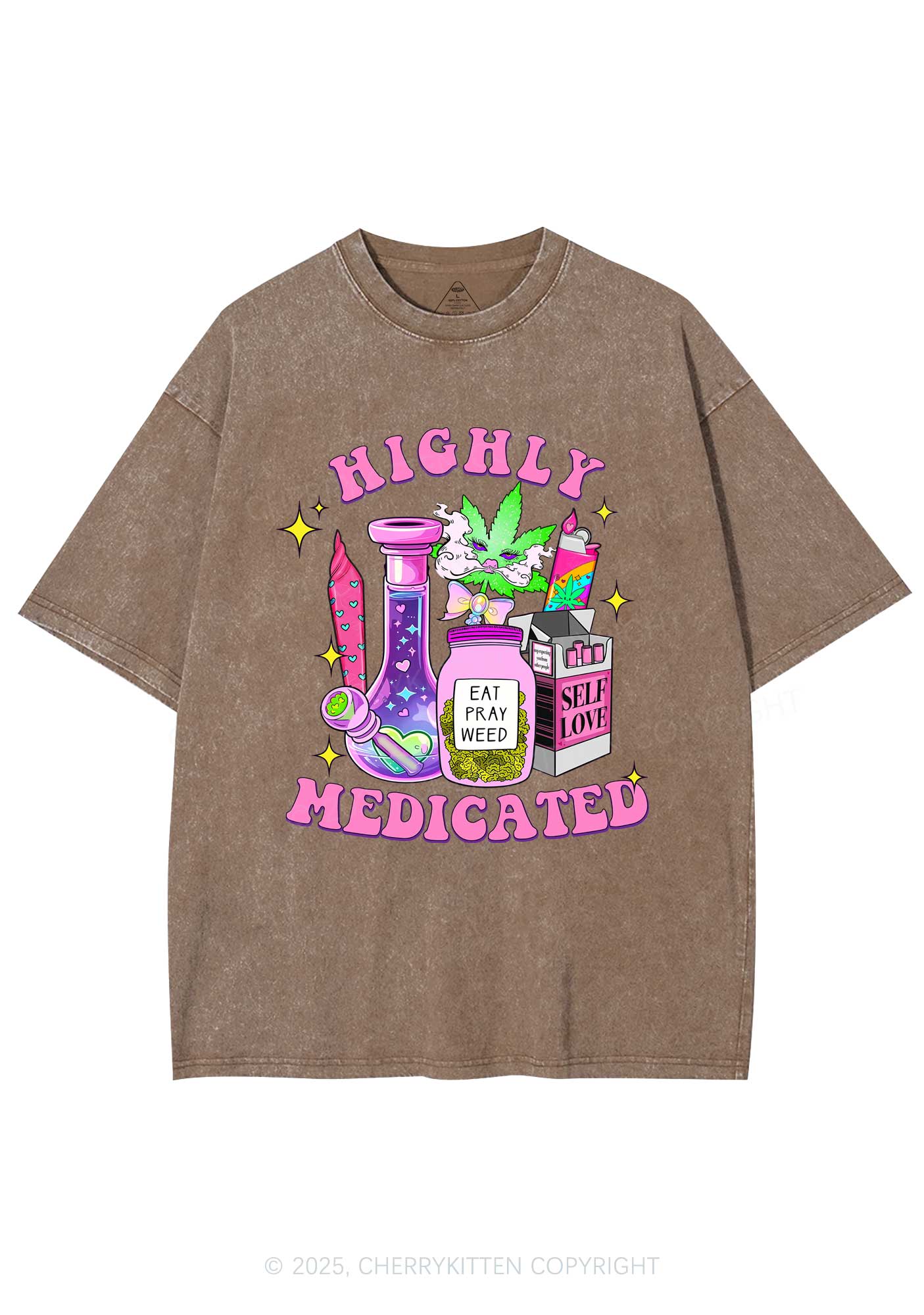 Highly Medicated Y2K Shirts Washed Tee Cherrykitten
