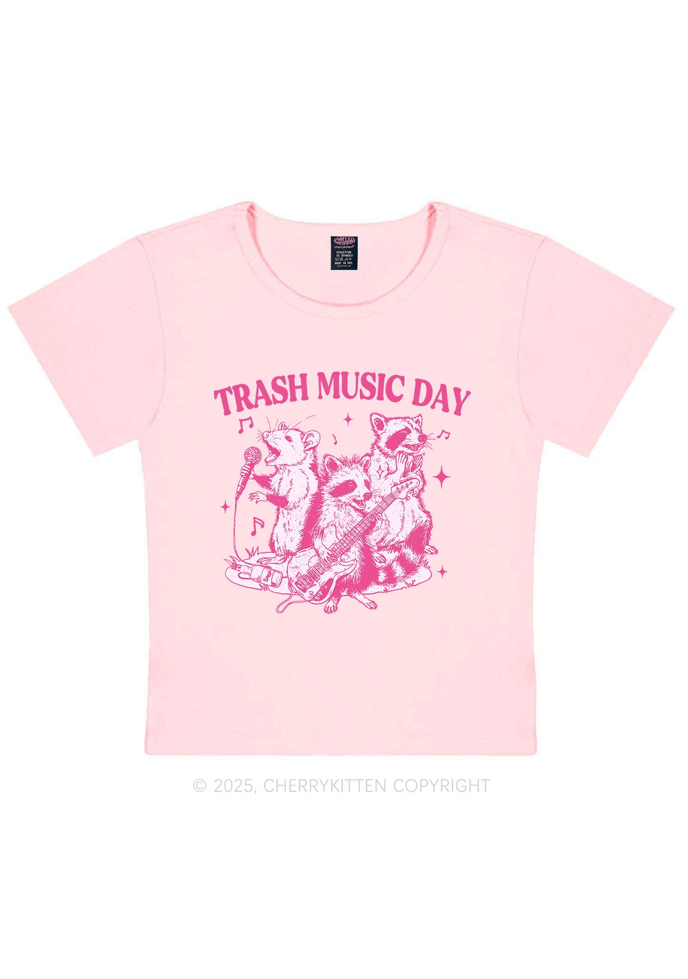 Trash Music Day Y2K Baby Tee Cherrykitten