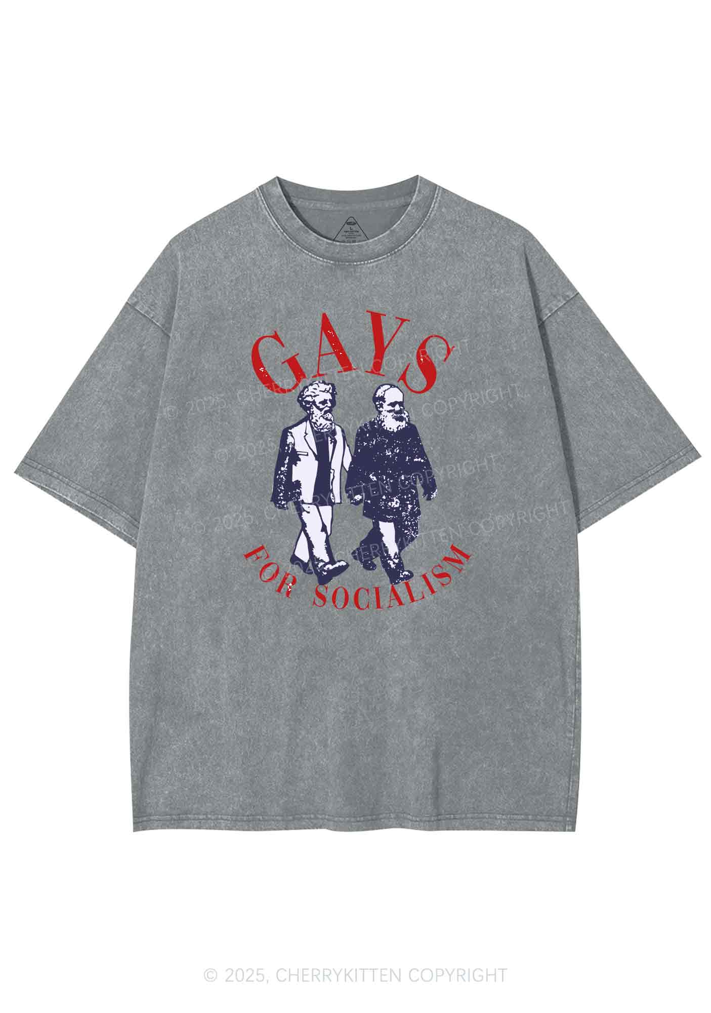 Gays For Socialism Pride Y2K Shirts Washed Tee Cherrykitten