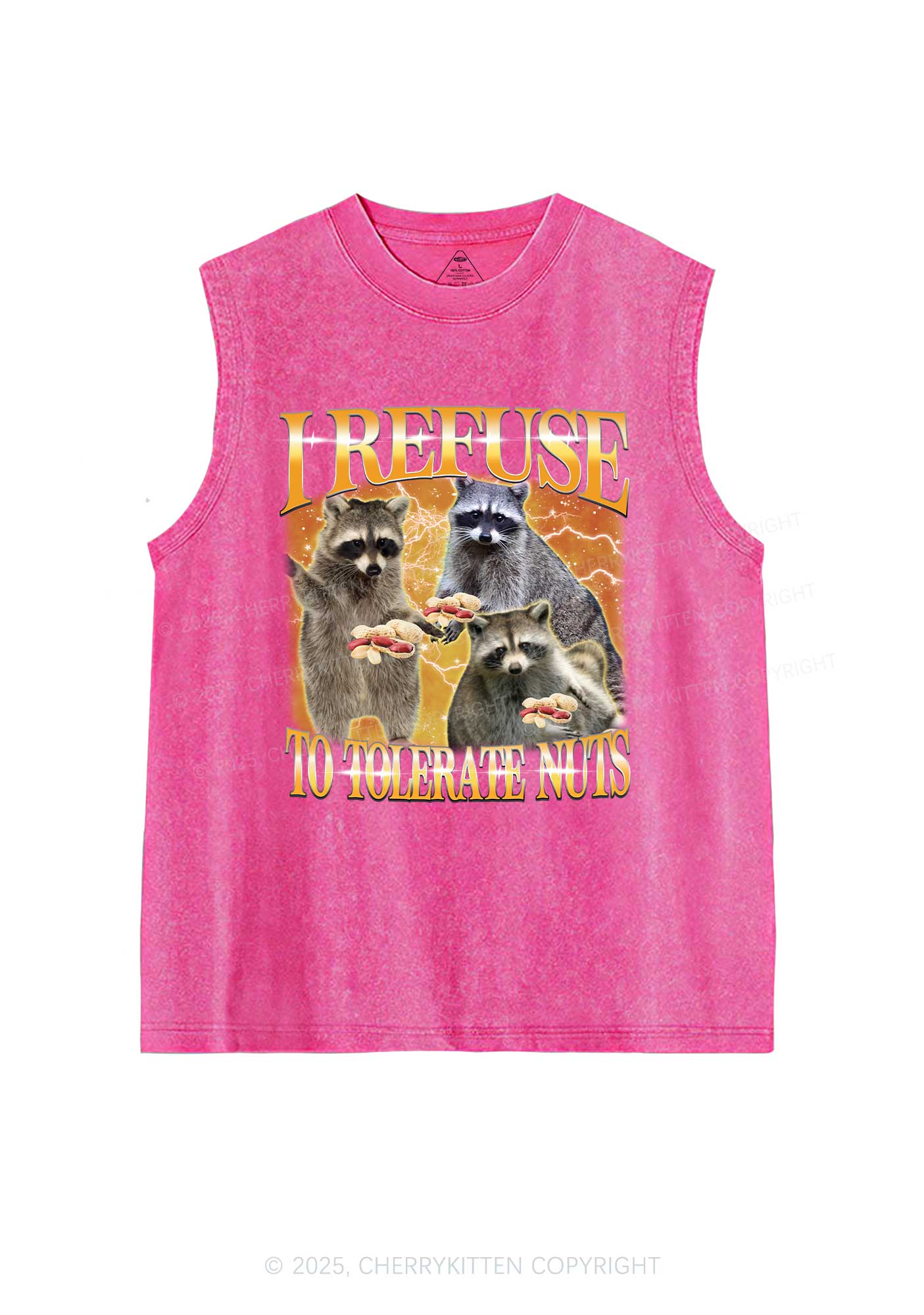 Retro Raccoon Nuts Y2K Washed Muscle Tank Cherrykitten