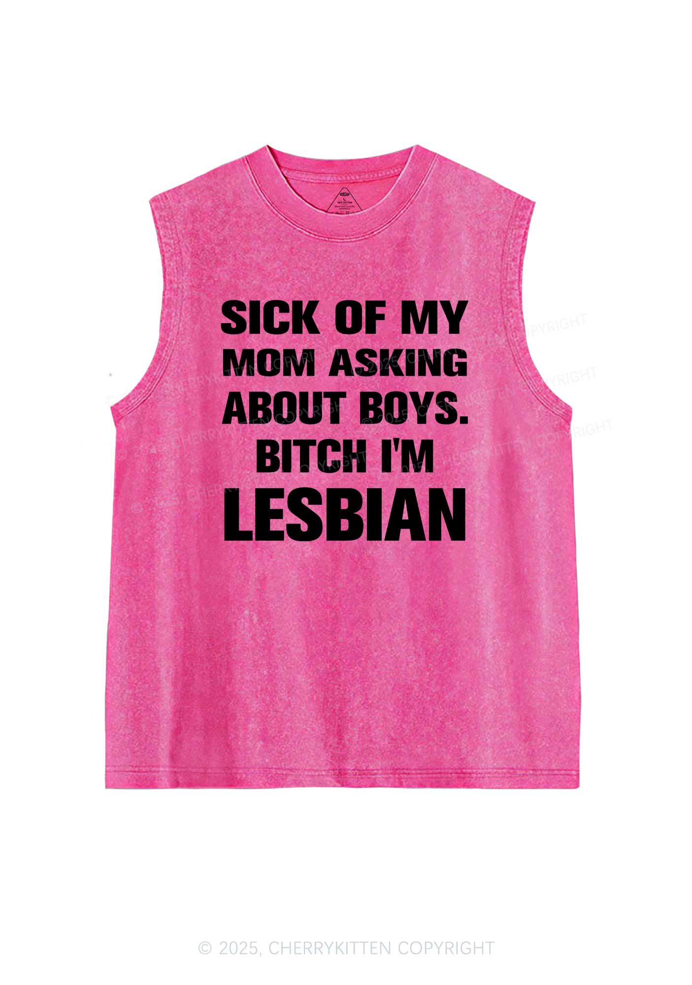 Bxxch Im Lesbian Pride Y2K Washed Muscle Tank Cherrykitten
